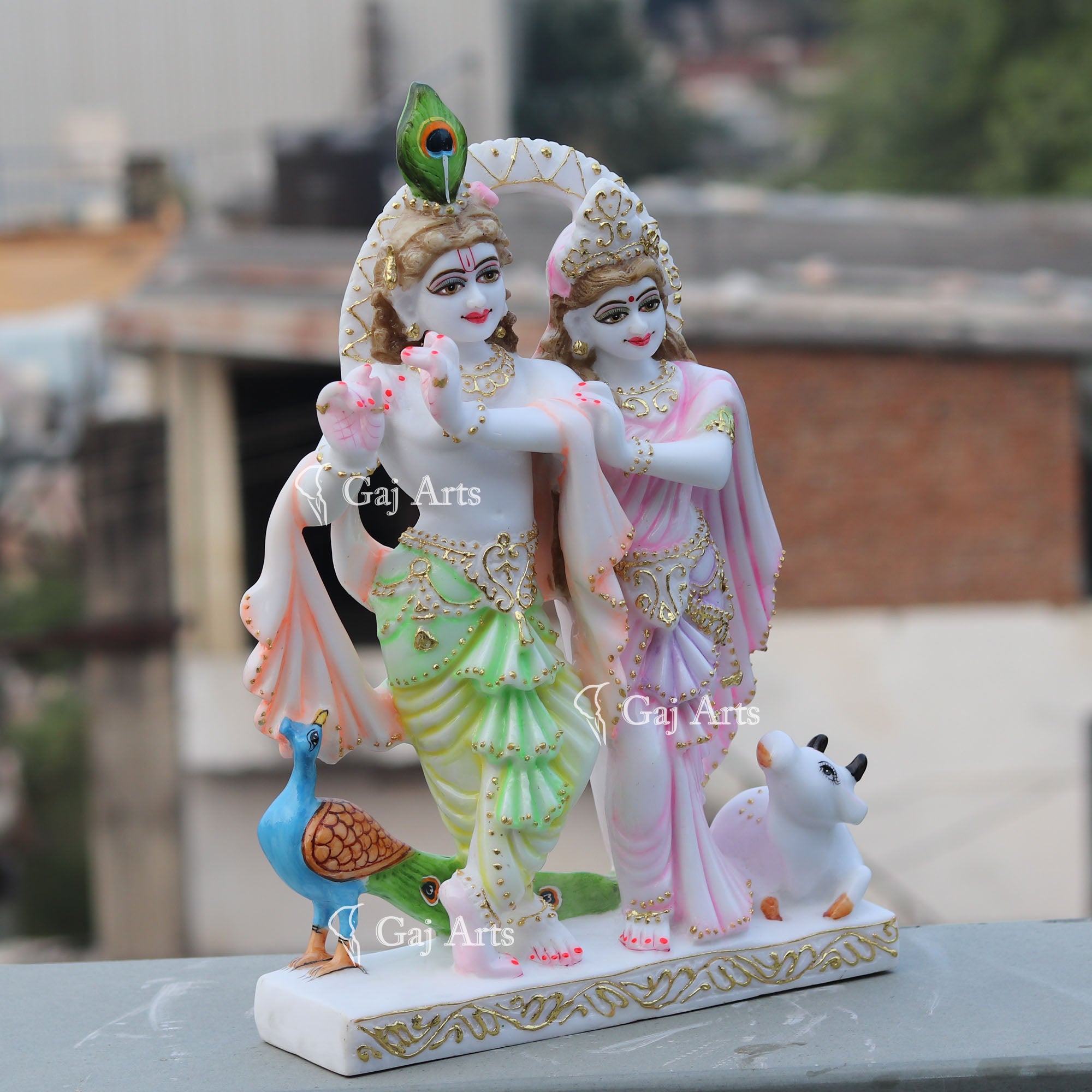 White Marble Ethiopia Radha Krishna Jodi Murti | 18 Inch