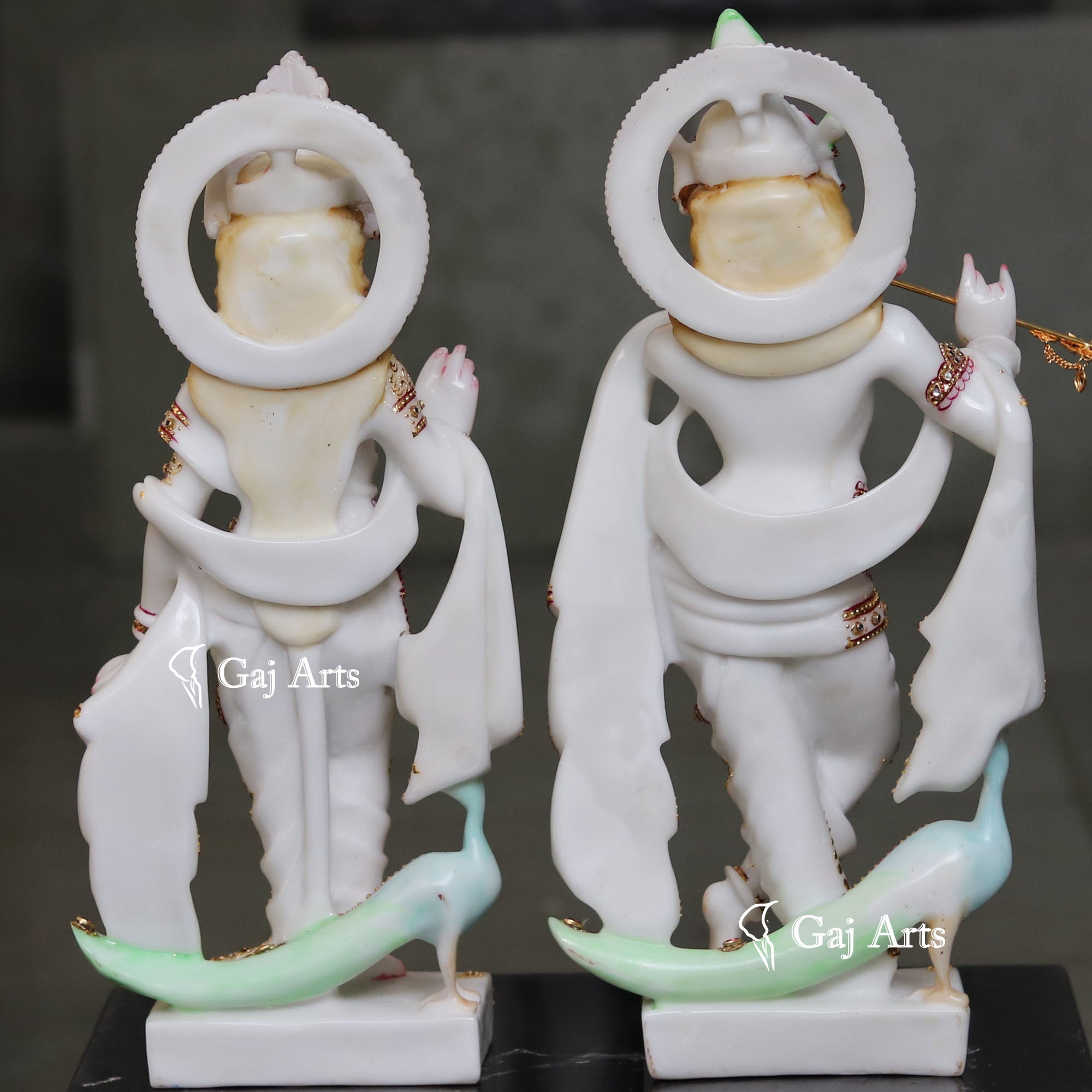 White Marble Radha Krishna Sculpture | 18 Inch