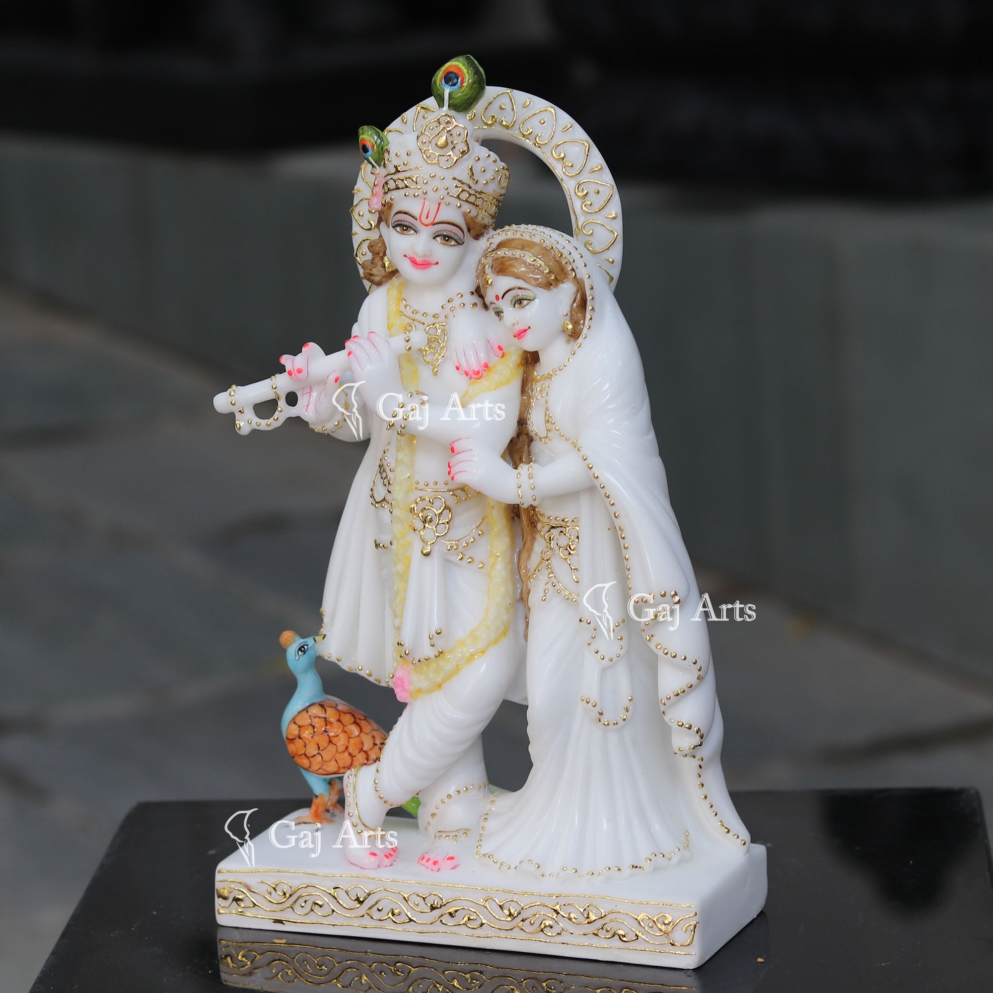 Super White Ethiopia Marble Krishna Idol | 15 Inch