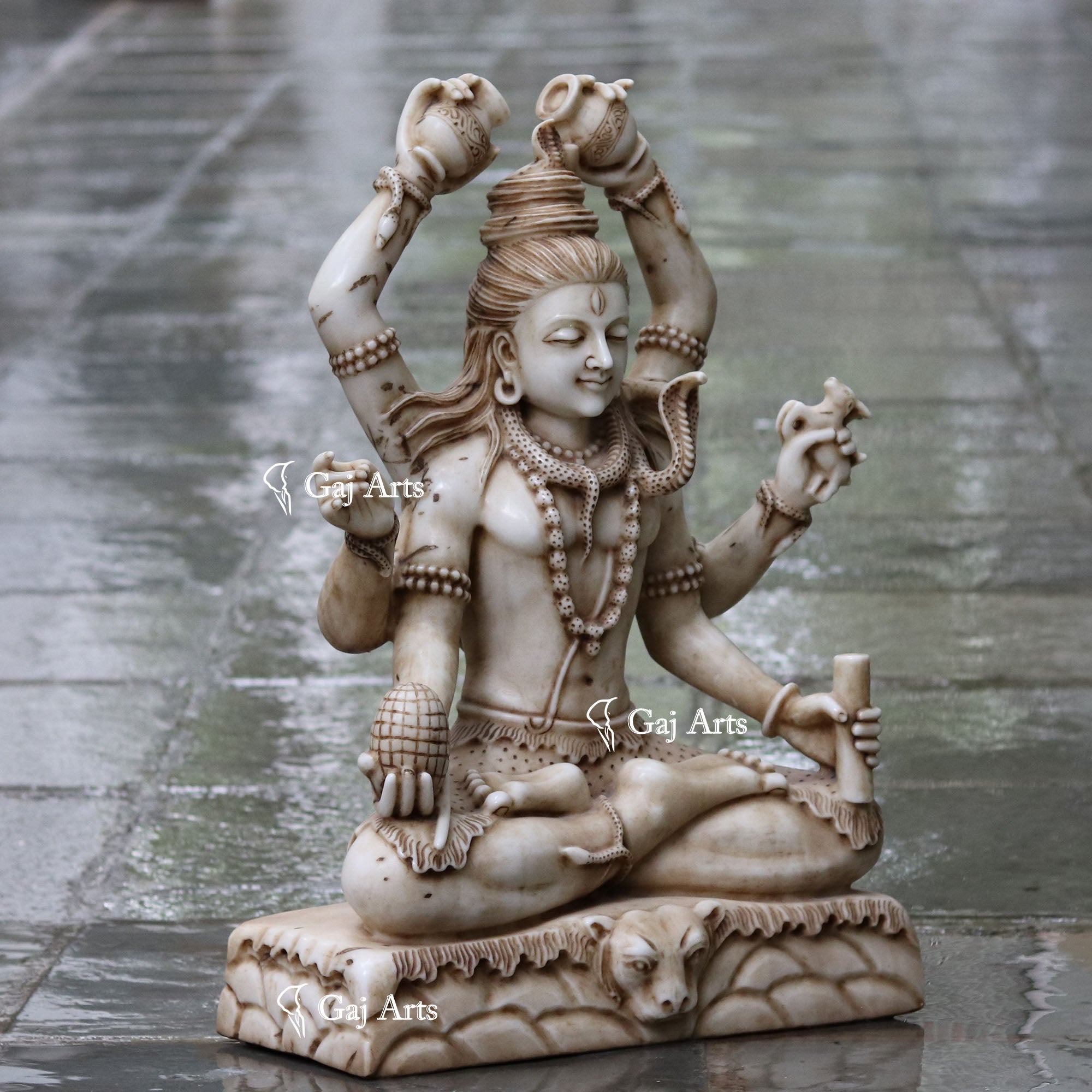 White antique finishing Marble Shiva Statue | 30 Inch