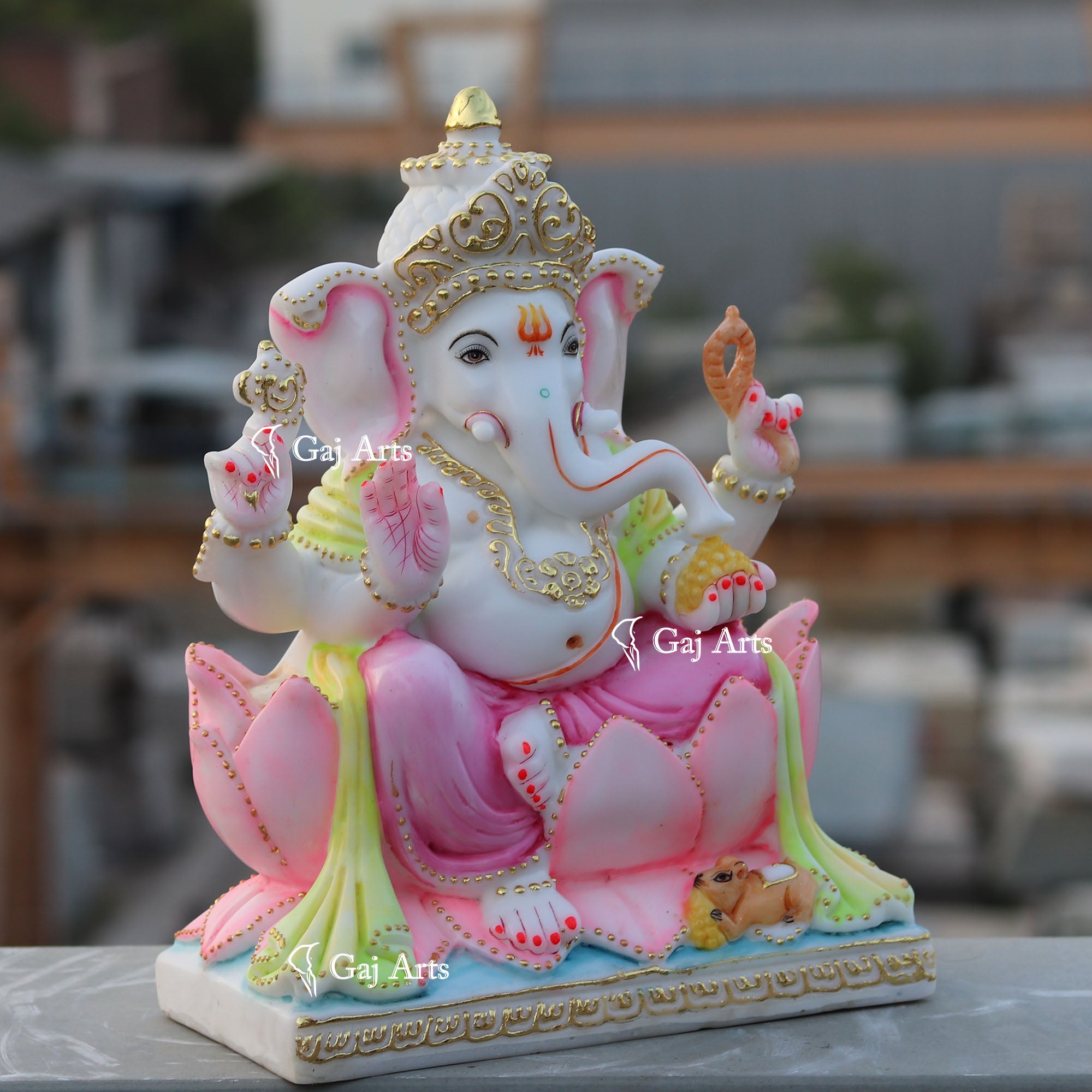 White Marble Ethiopia Ganesh Idol | 15 Inch