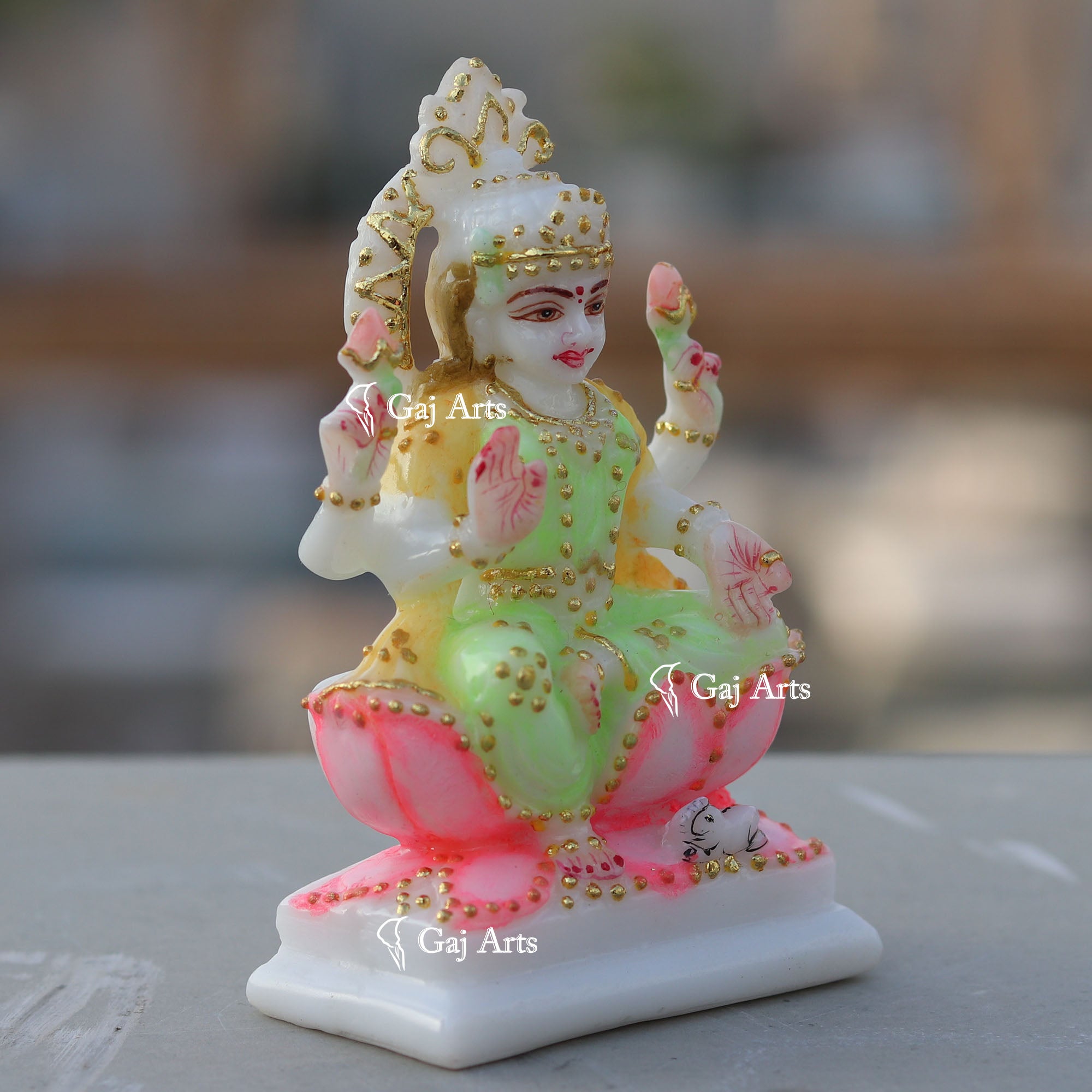 White Marble Ethiopia Lakshmi Mata Idol | 4 Inch