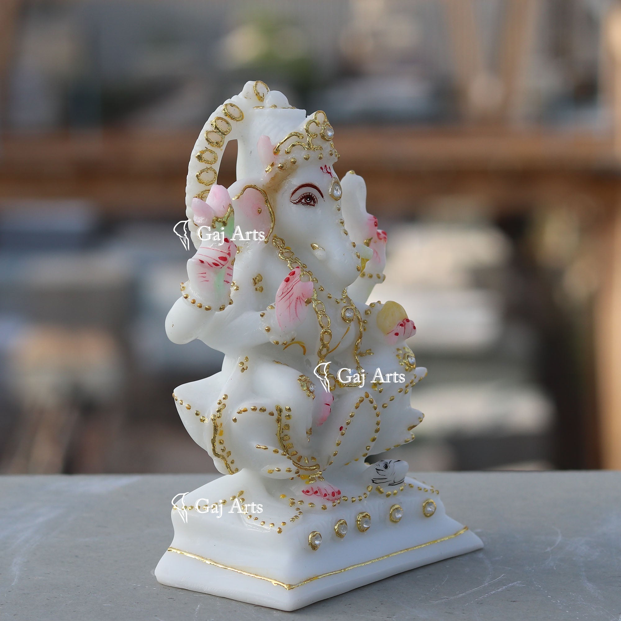 White Marble Ganesh Murti | 6 Inch