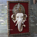 White Antique Finish  Ganpati Face Wall Panel | 48 Inch
