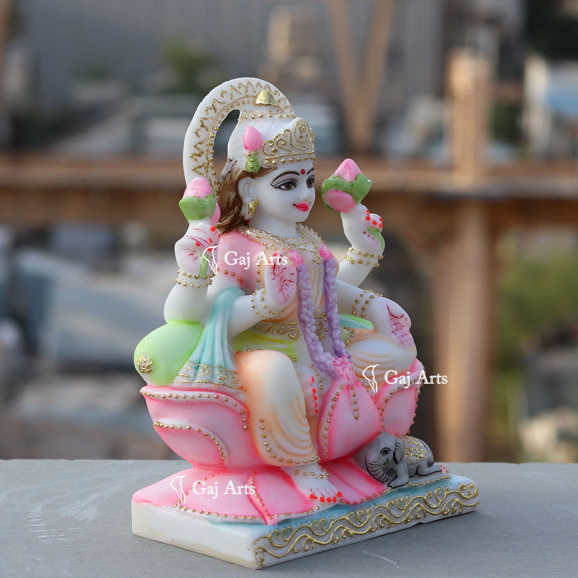 White Marble Lakshmi Mata Idol | 9 Inch