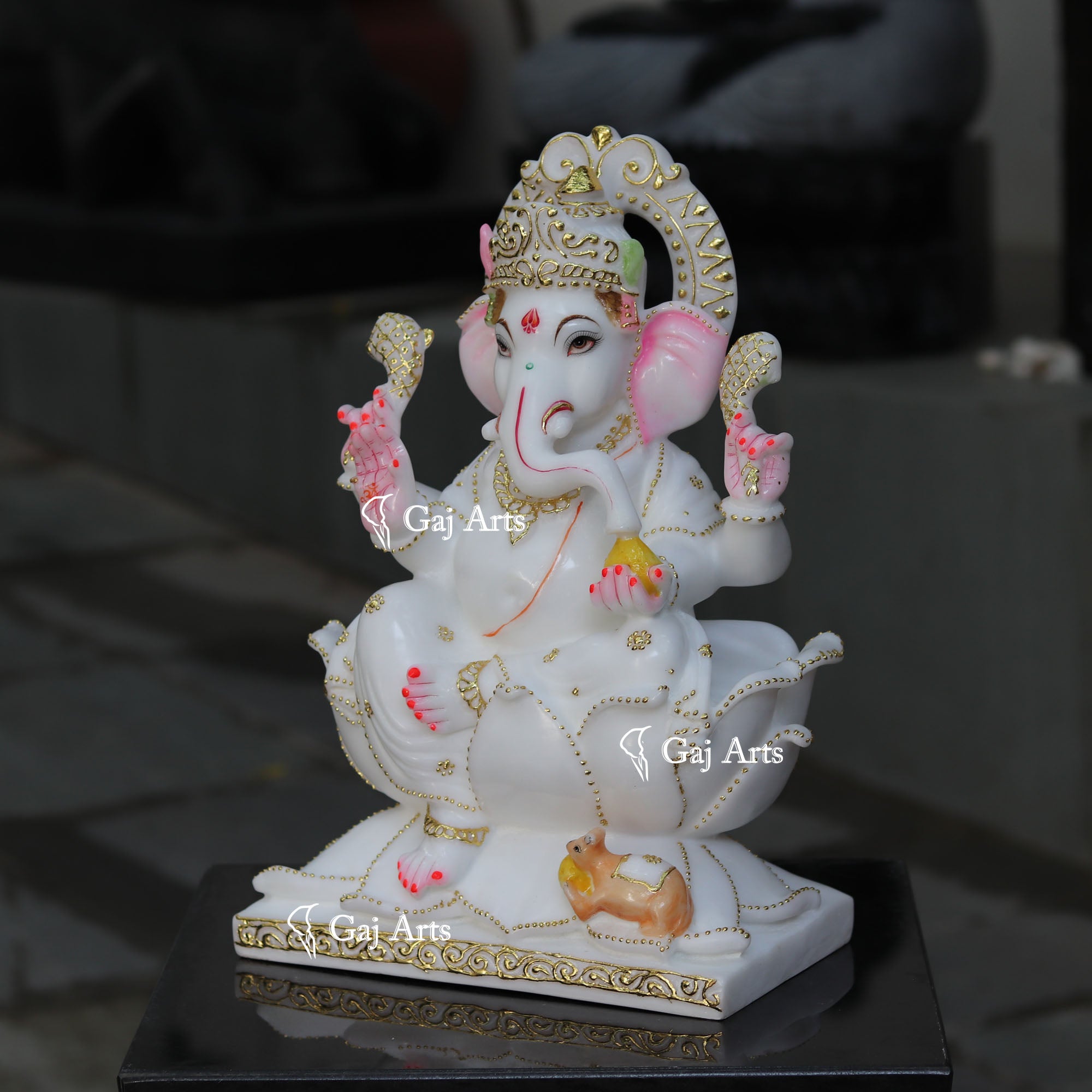 White Marble Ethiopia Ganesh Idol | 18 Inch