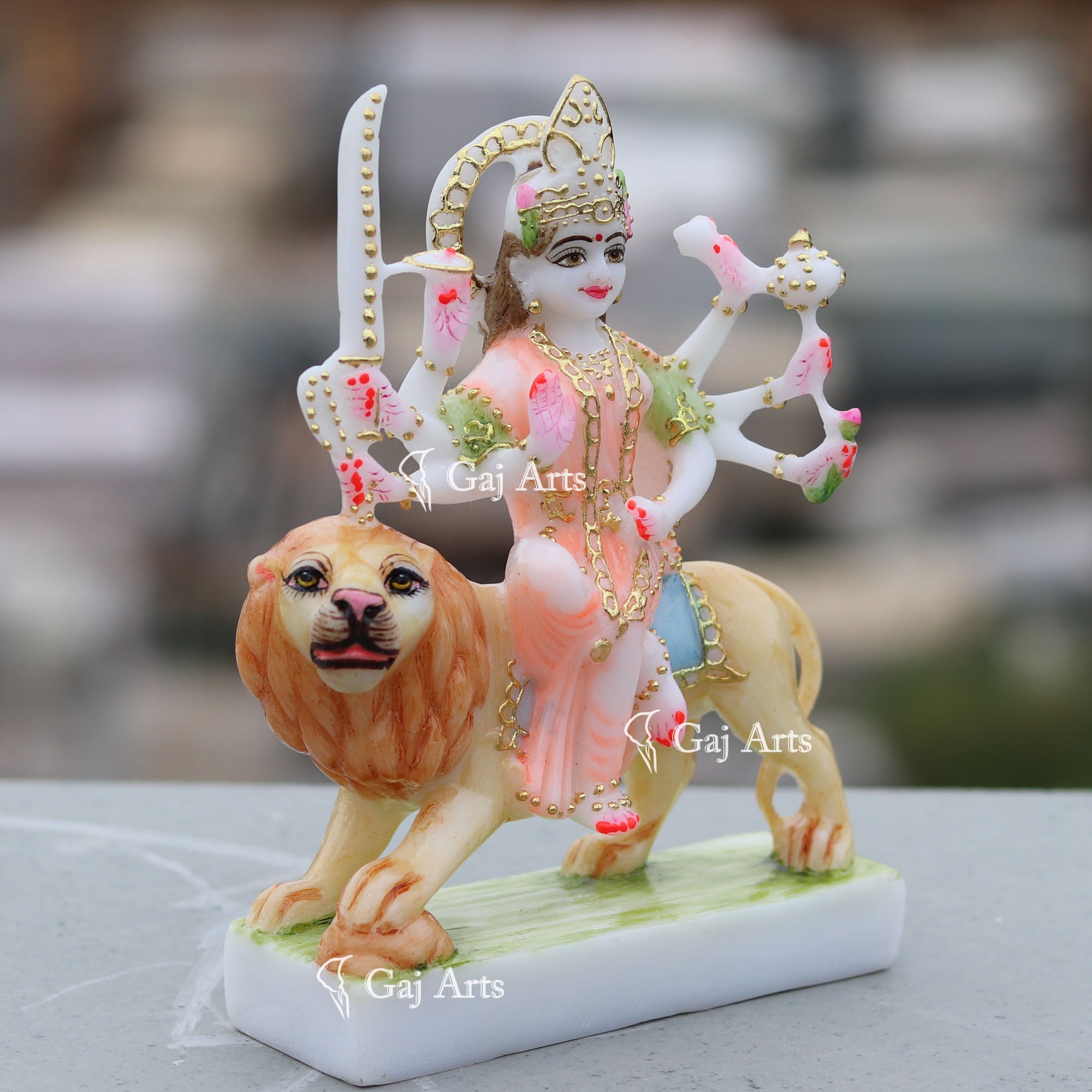 White Marble Durga Maa Idol | 7 Inch