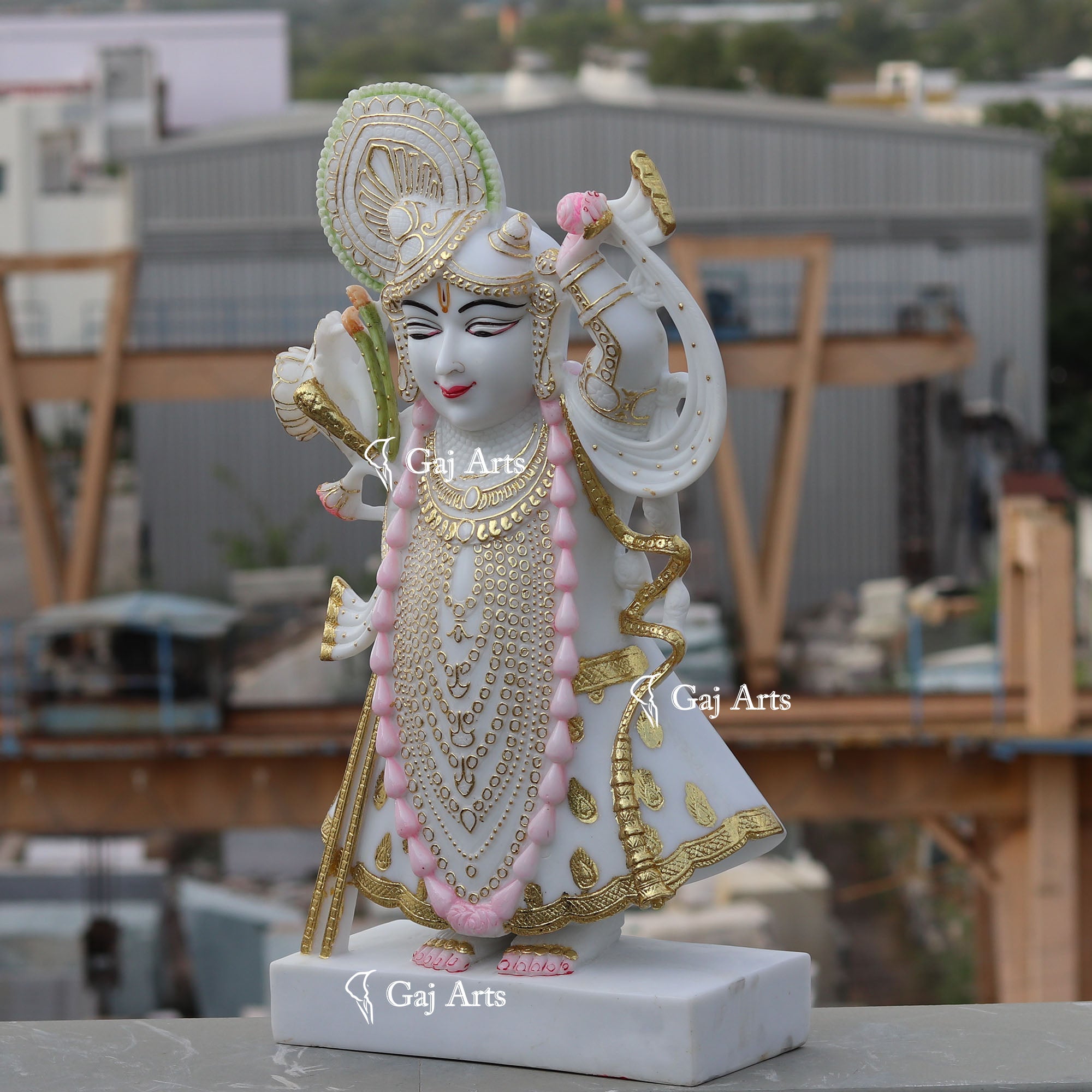 White Ethiopia Marble Shreenath Ji Statue | 24 Inch