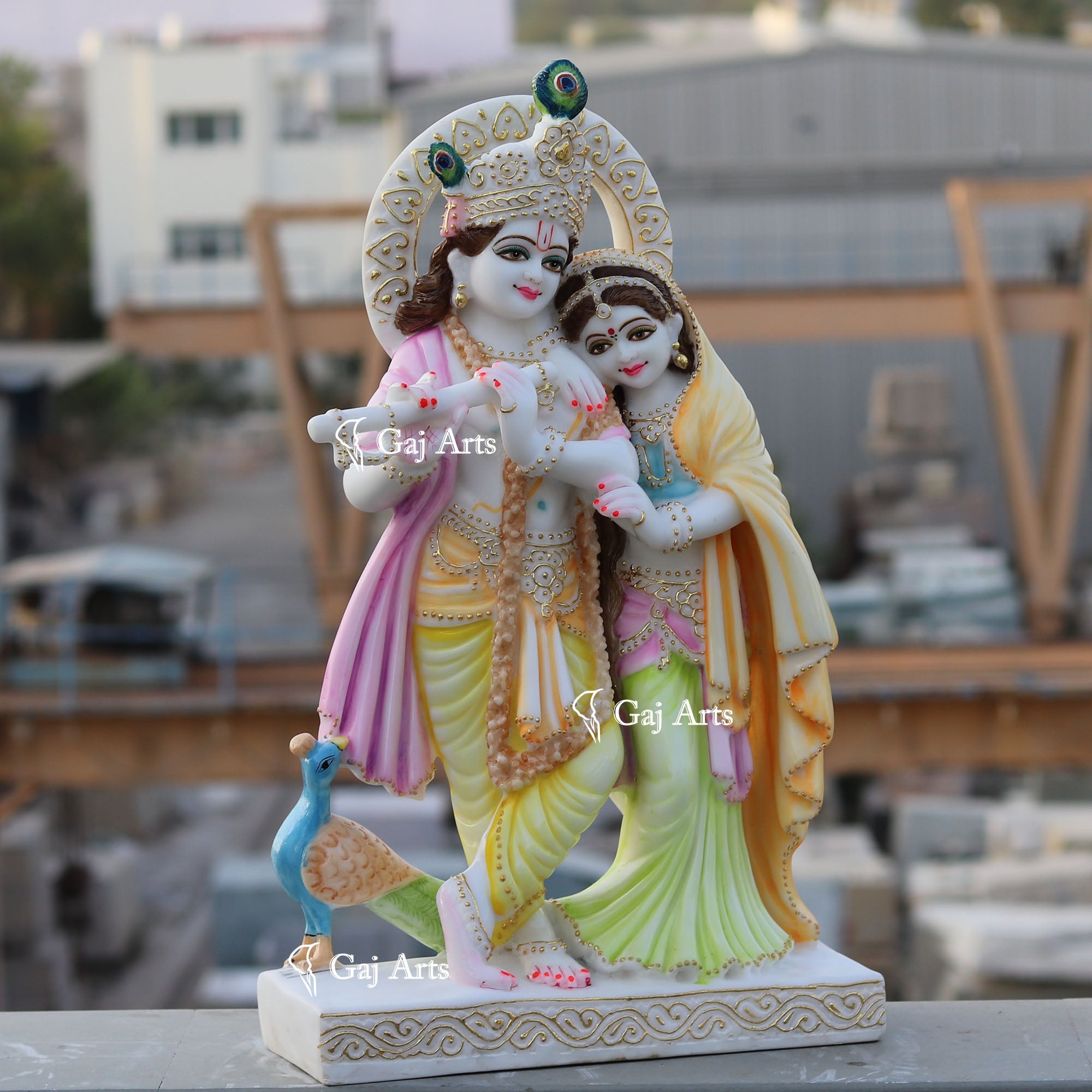 White Marble Ethiopia Radha Krishna Idol | 24 Inch