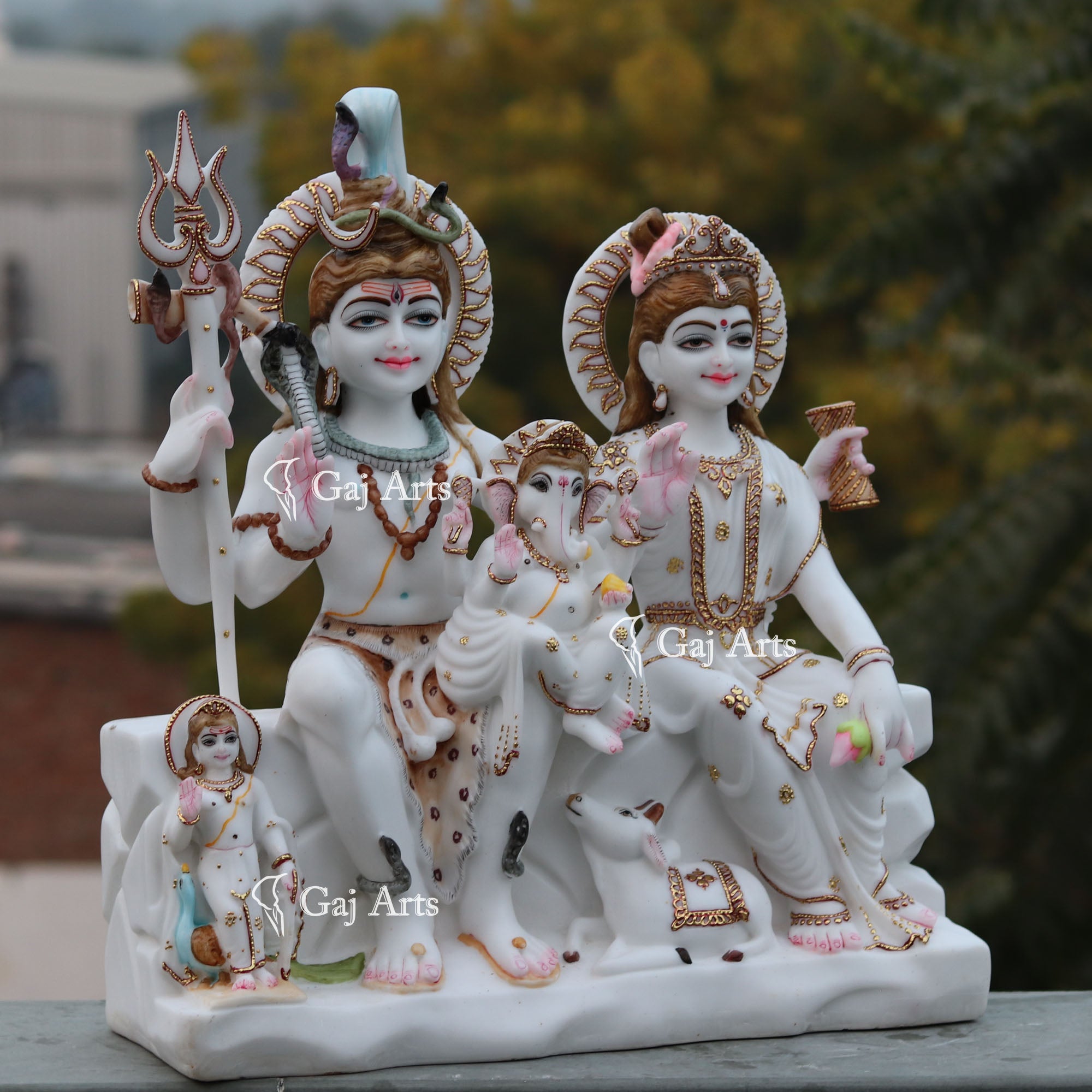 White Marble Ethiopia Shiv Parivar Idol | 24 Inch