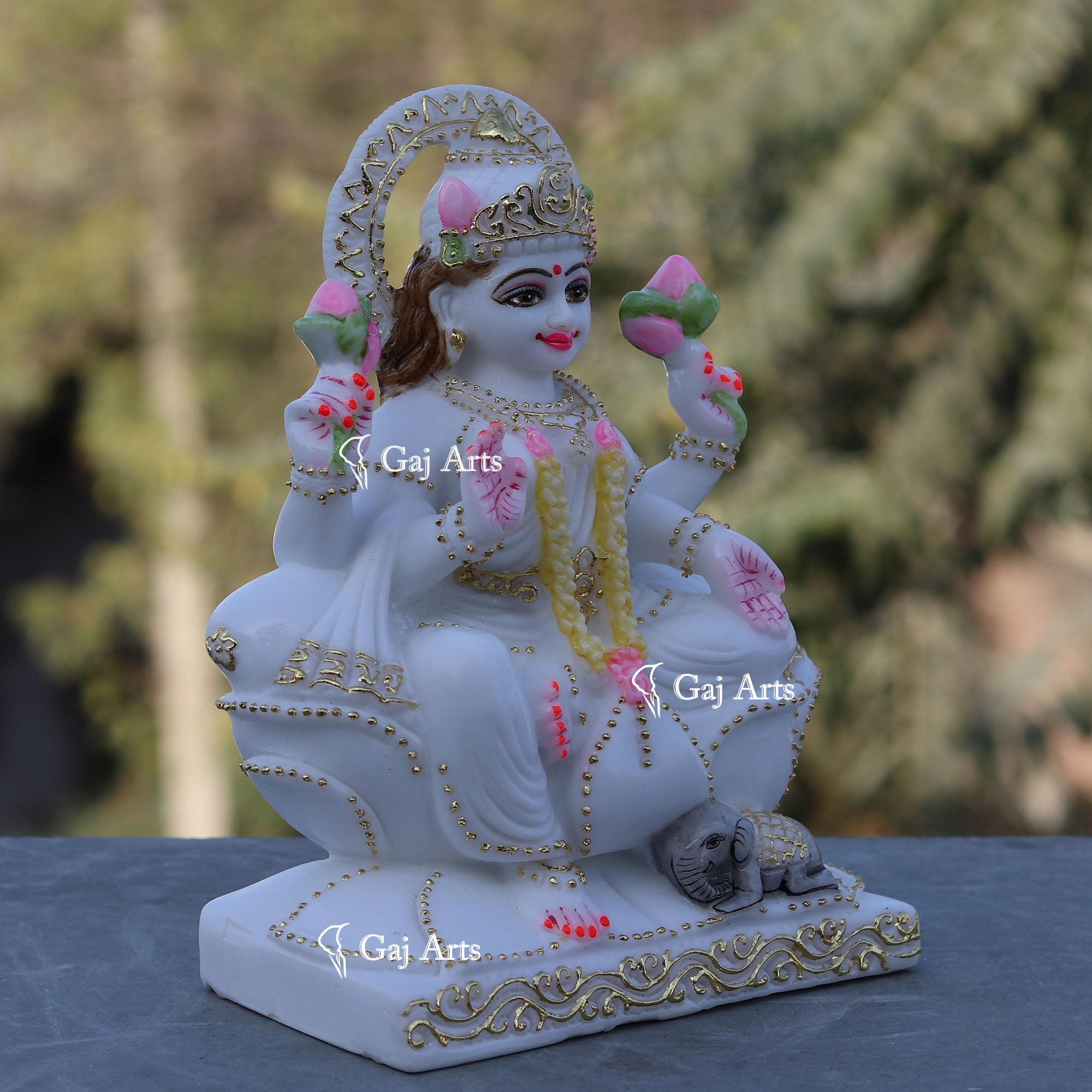 White Marble Lakshmi Mata Murti | 9 Inch