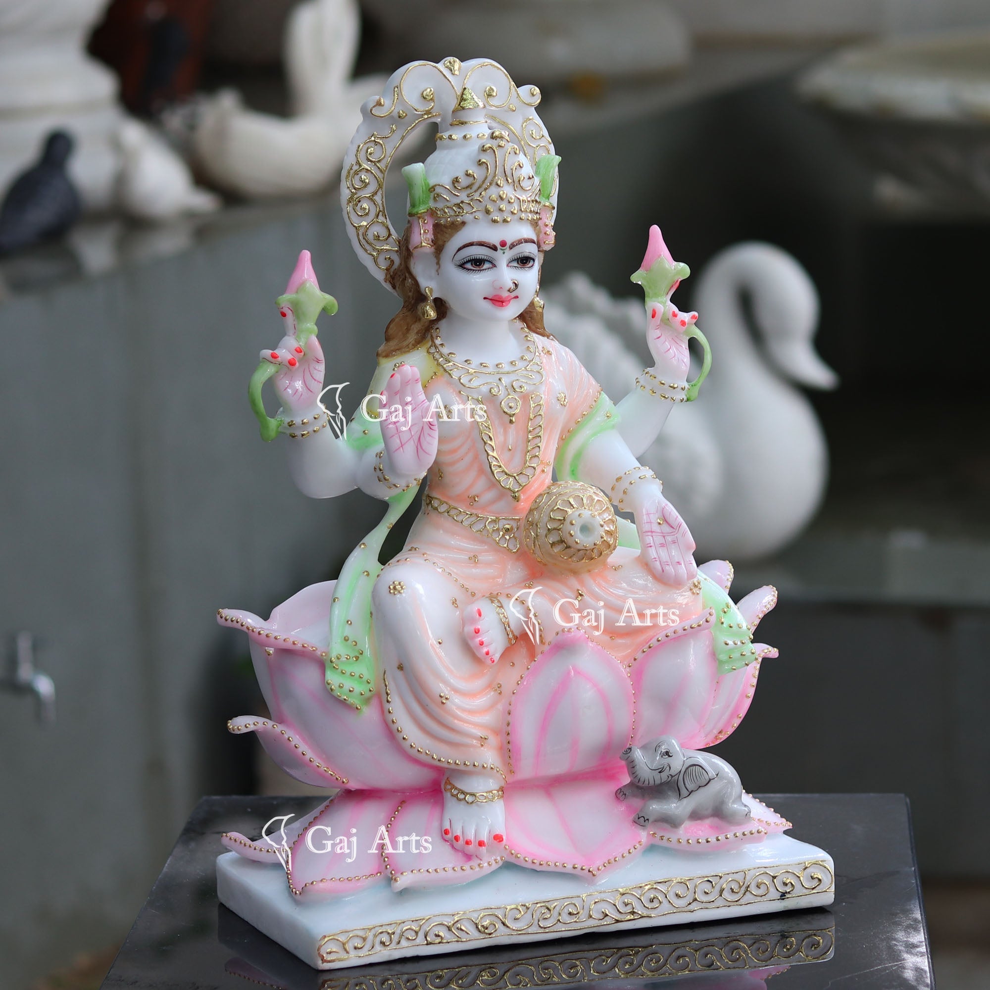 White Marble Lakshmi Mata Statue | 18 Inch