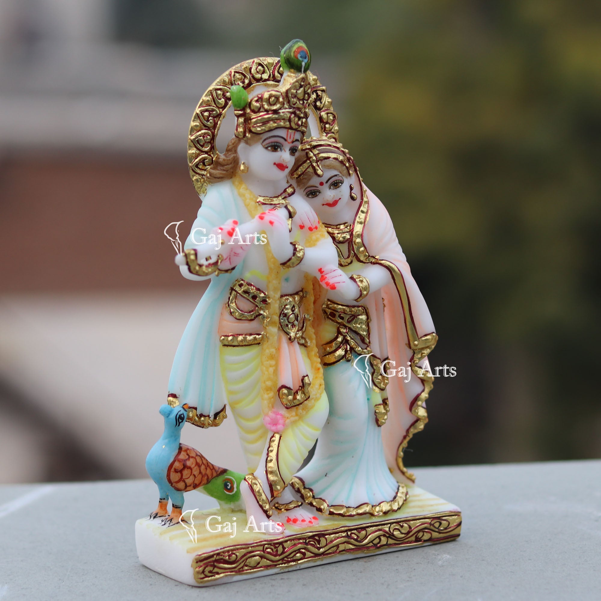 White Marble Radha Krishna Jodi | 7 Inch
