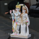 White Marble Ethiopia Radha Krishna Jodi Idol | 24 Inch