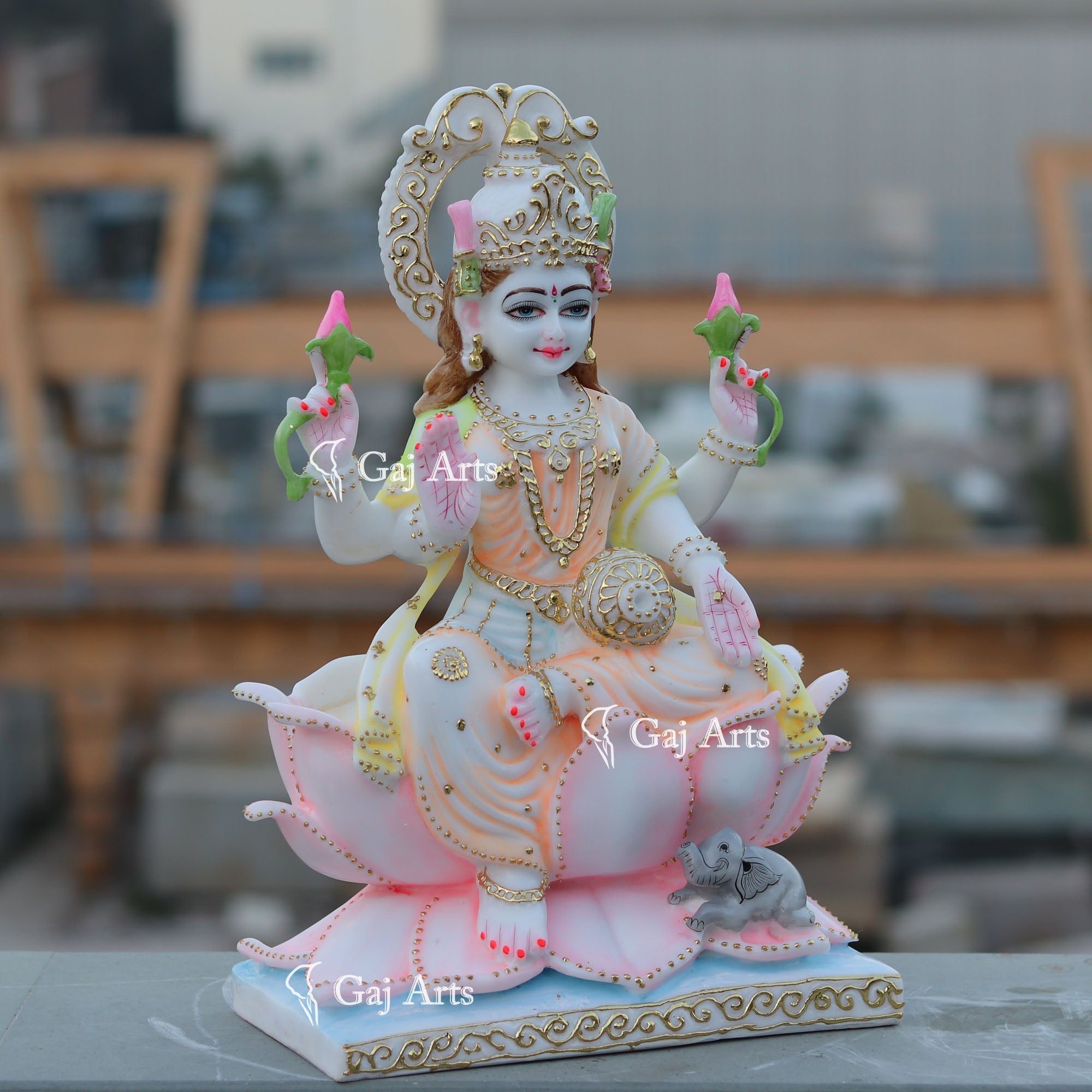 White Marble Laxmi Mata Idol | 18 Inch