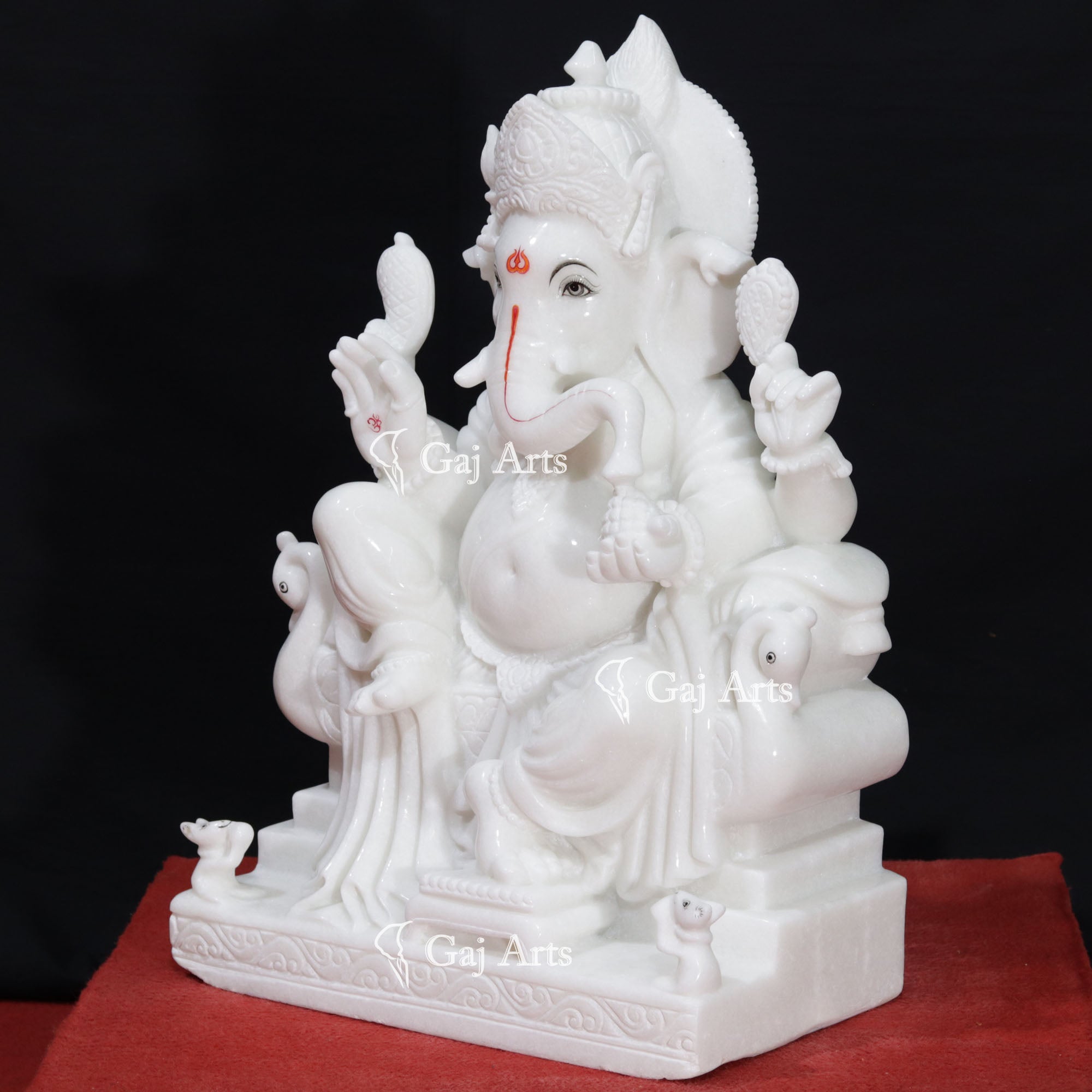 Super White Makrana Marble Ganesh Murti | 24 Inch