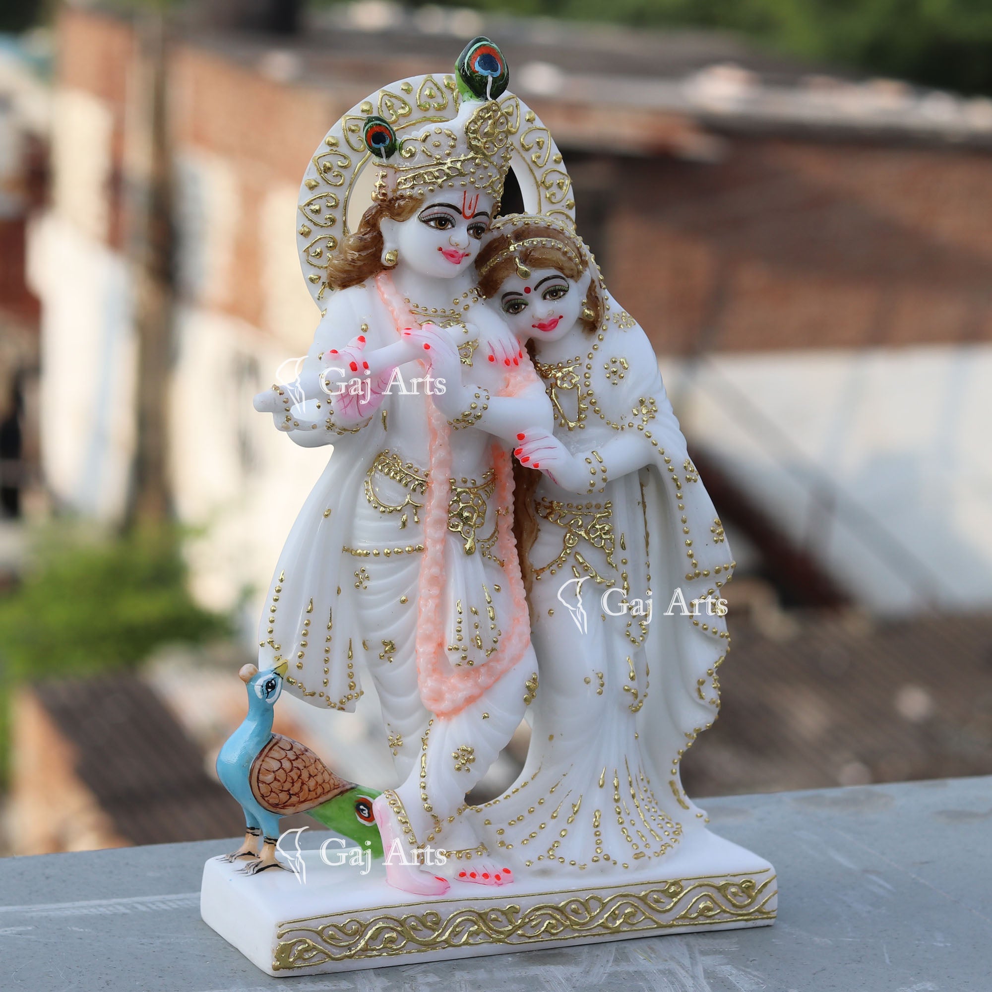 White Marble Radha Krishna Jodi | 12 Inch