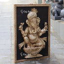 White Antique Finish Marble Ganpati Wall Panel | 54 Inch