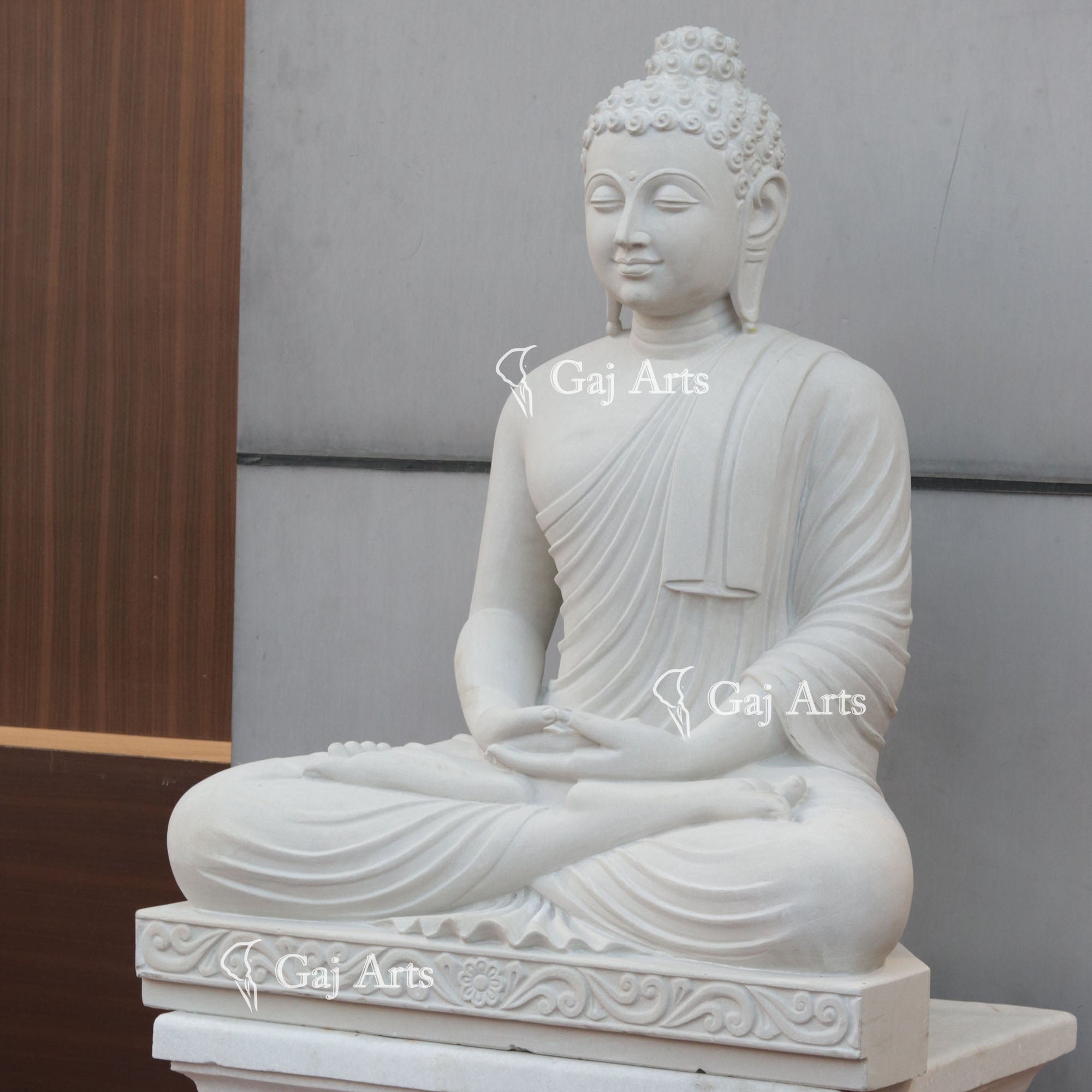 Sandstone Sitting Buddha Statue | 42 Inch