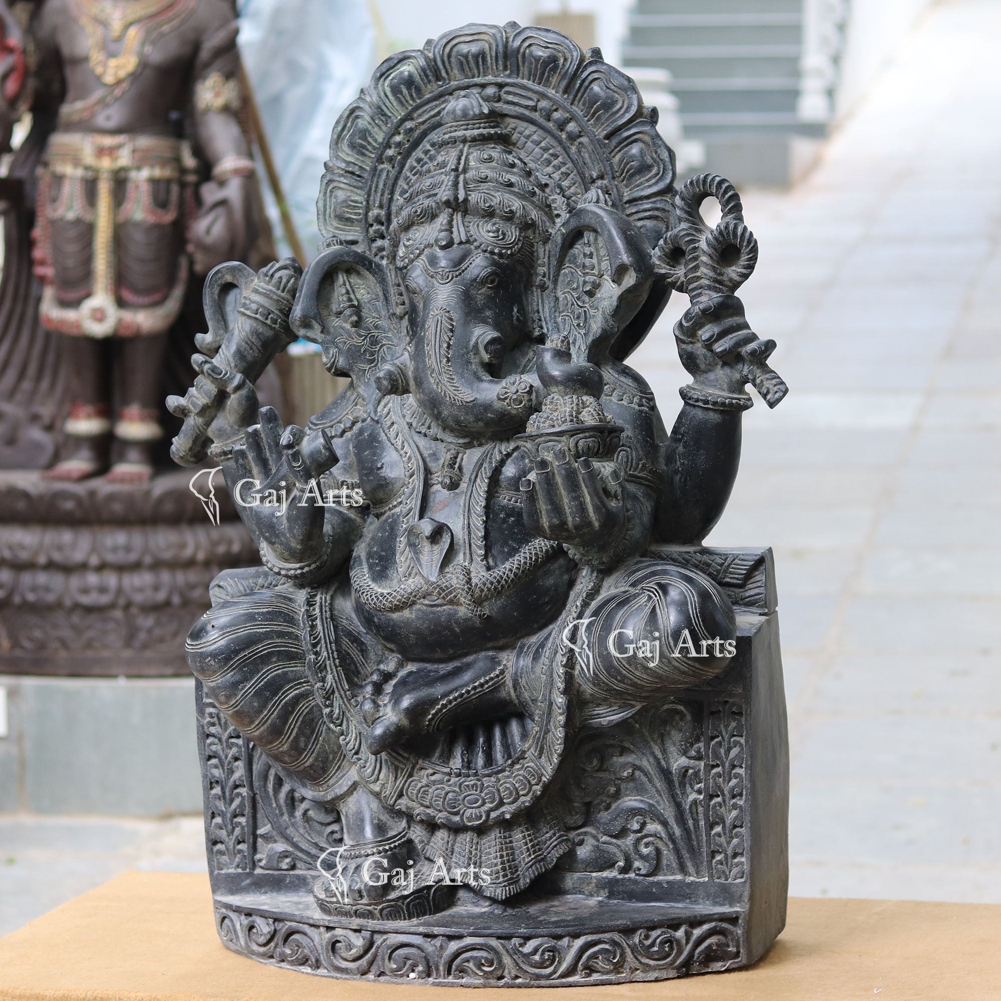 Black Marble Ganesh Statue | 42 Inch