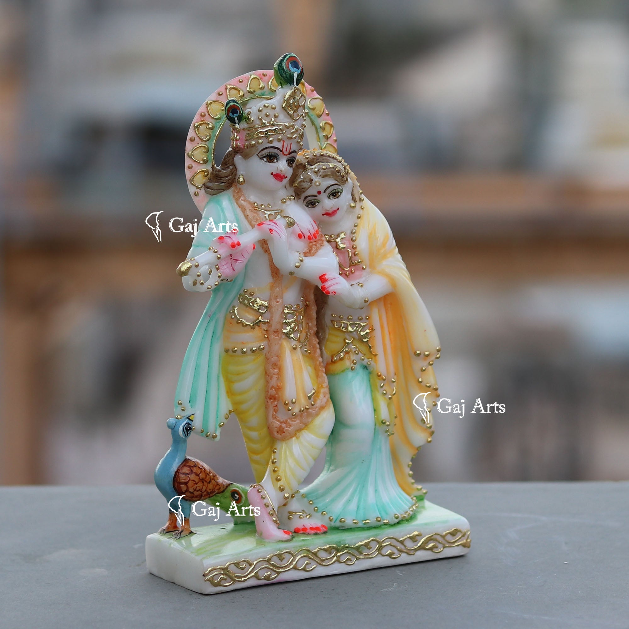 White Marble Radha Krishna Murti | 7 Inch