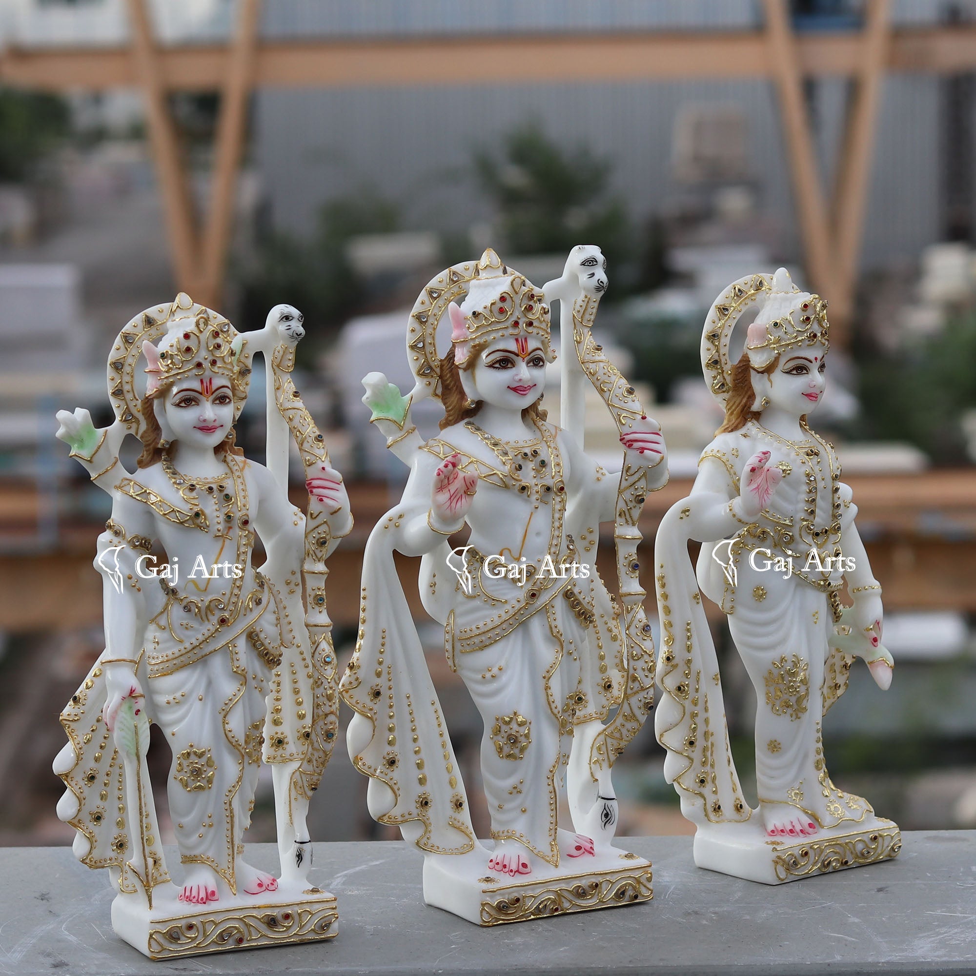 White Ethiopia Marble Ram Jodi Idol | 12 Inch