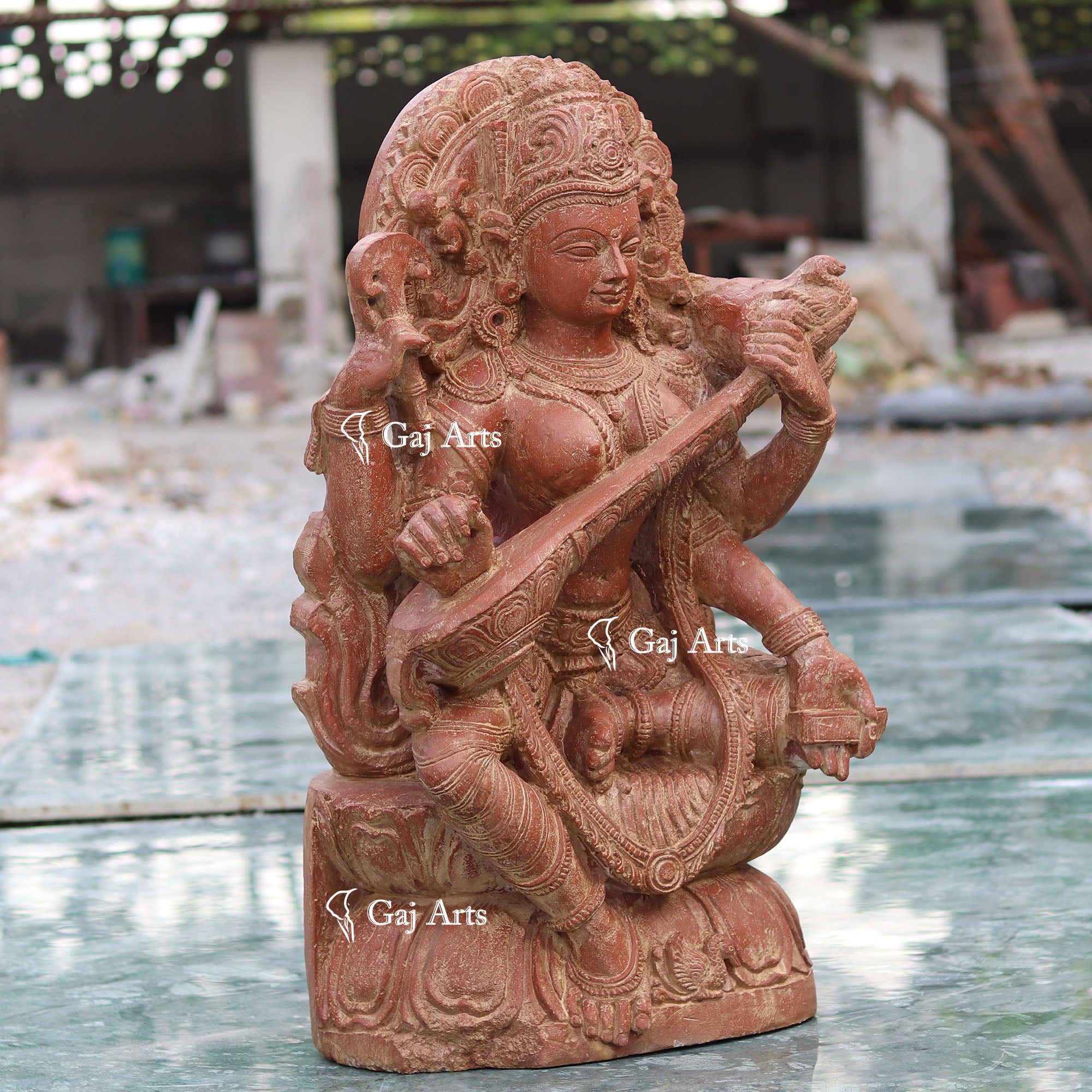 Sandstone Saraswati Mata Statue | 36 Inch