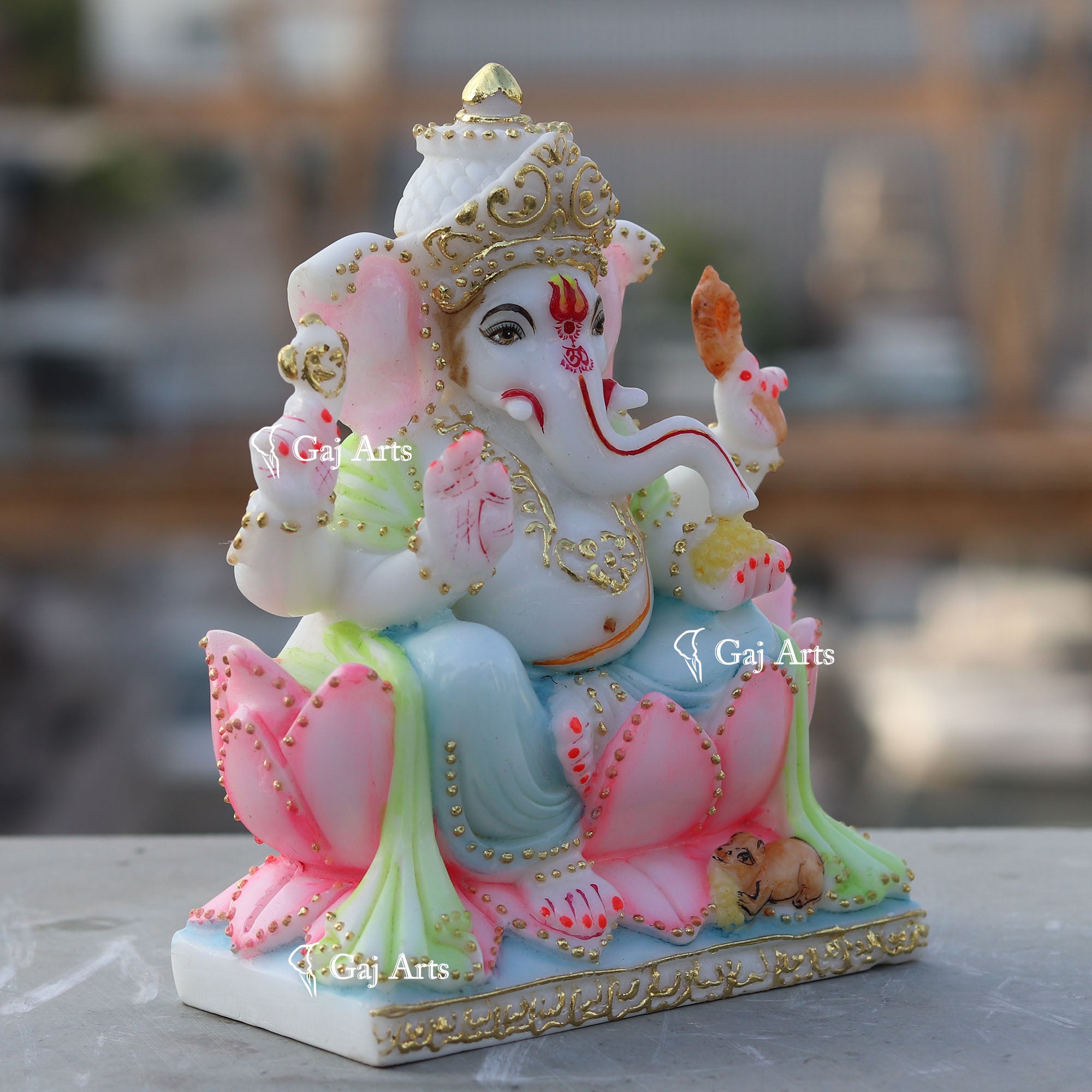White Marble  Ethiopia Ganesh Murti | 7Inch