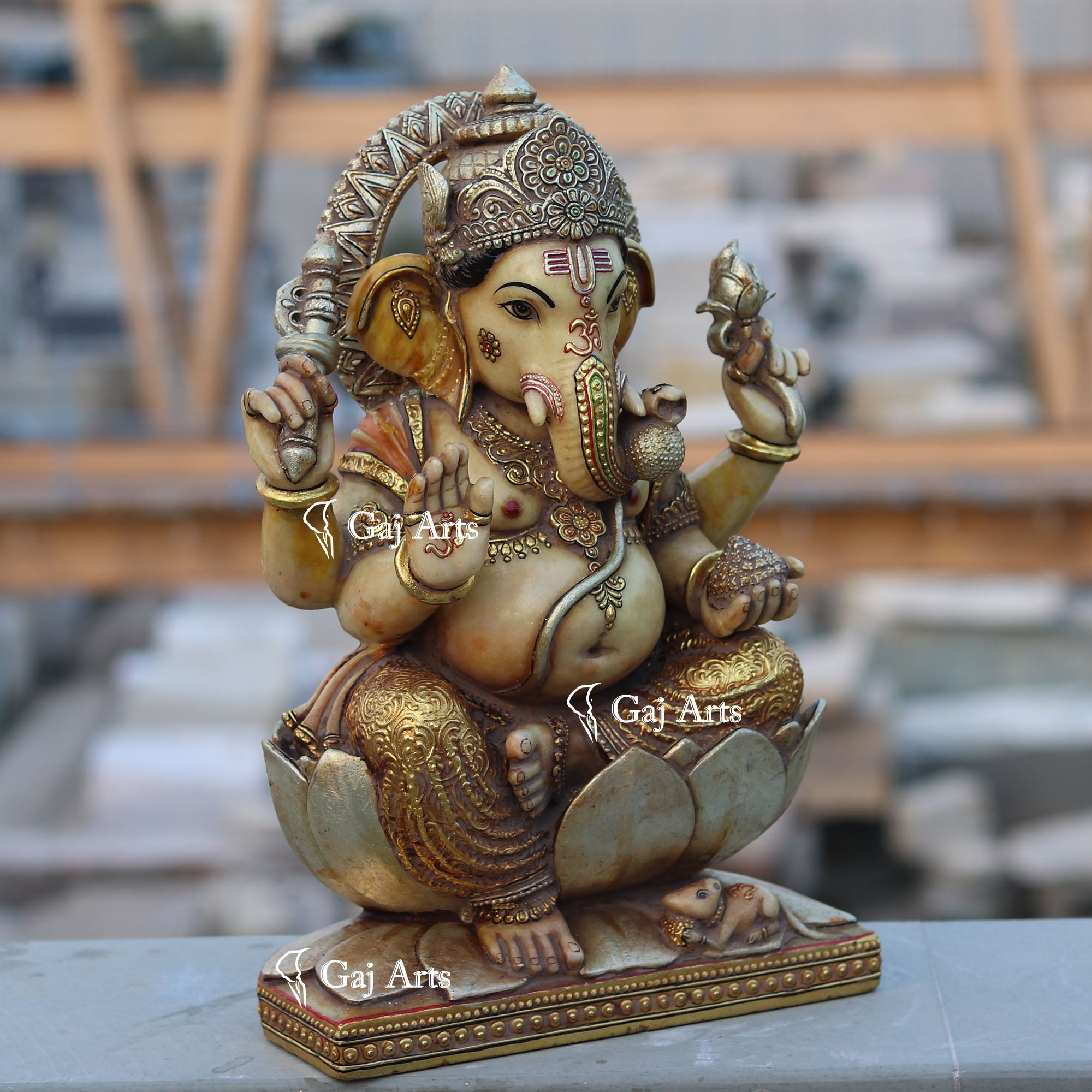 Super White Makrana Marble Ganesh Idol | 18 Inch