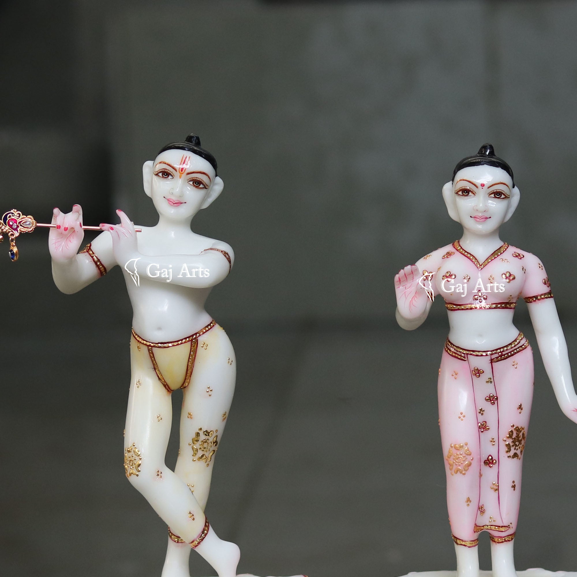 White Marble ISKCON Radha Krishna Idol | 15 Inch