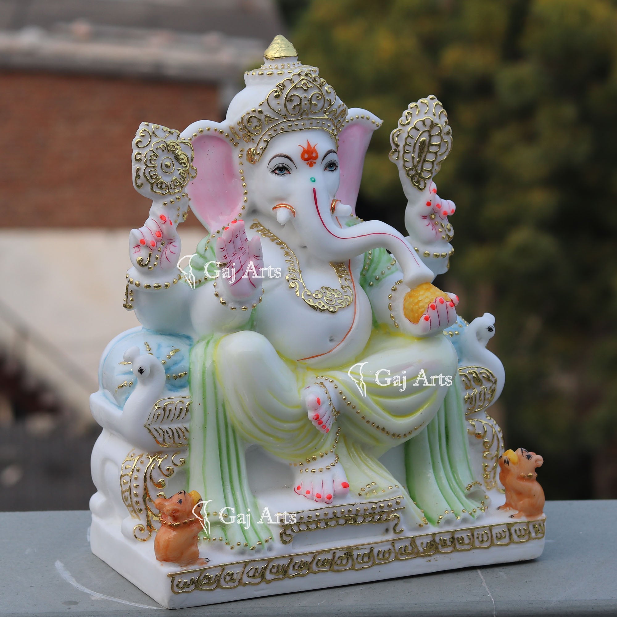 White Marble Ethiopia Ganesh Idol | 15 Inch