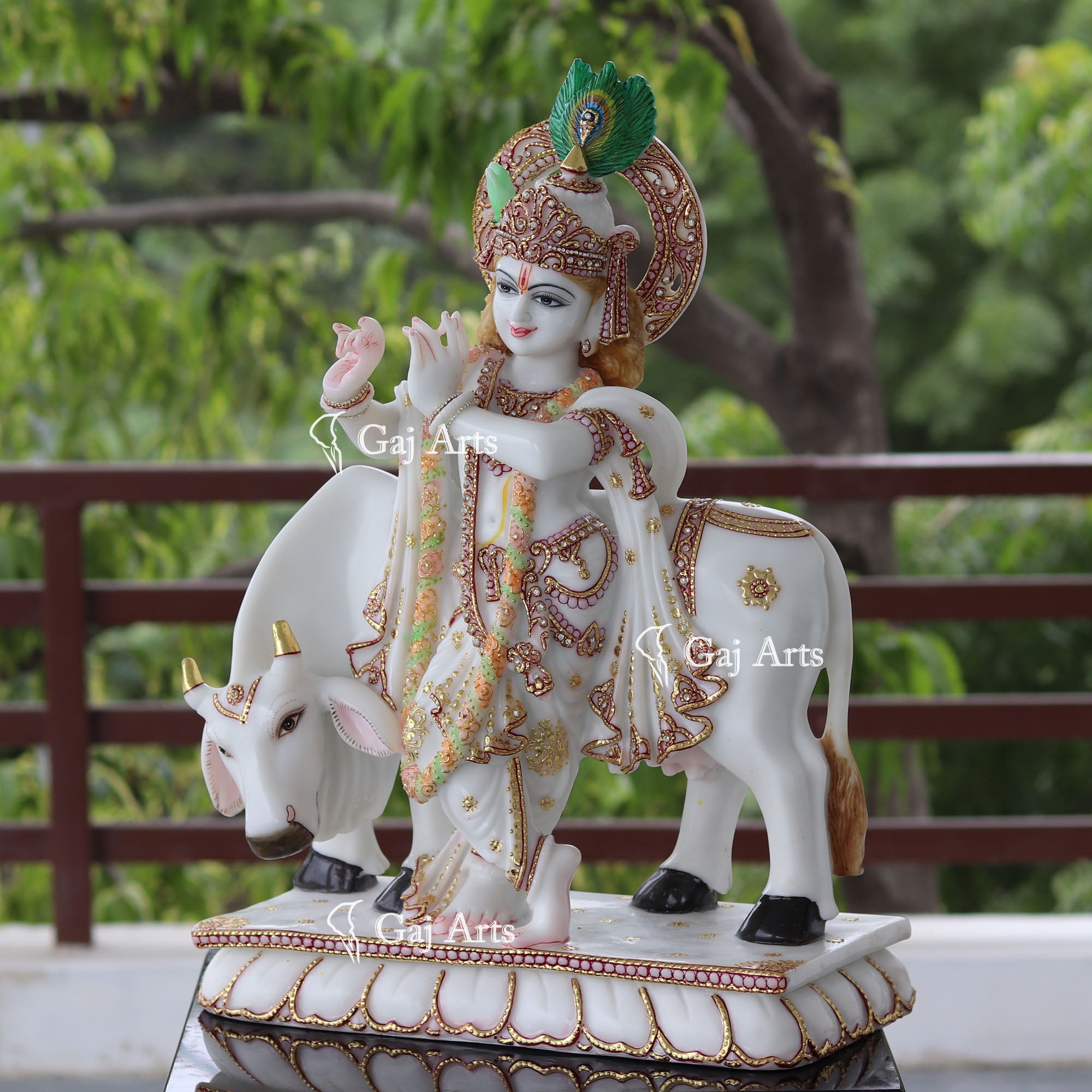 White Marble Ethiopia Go Gopal Statue | 24 Inch