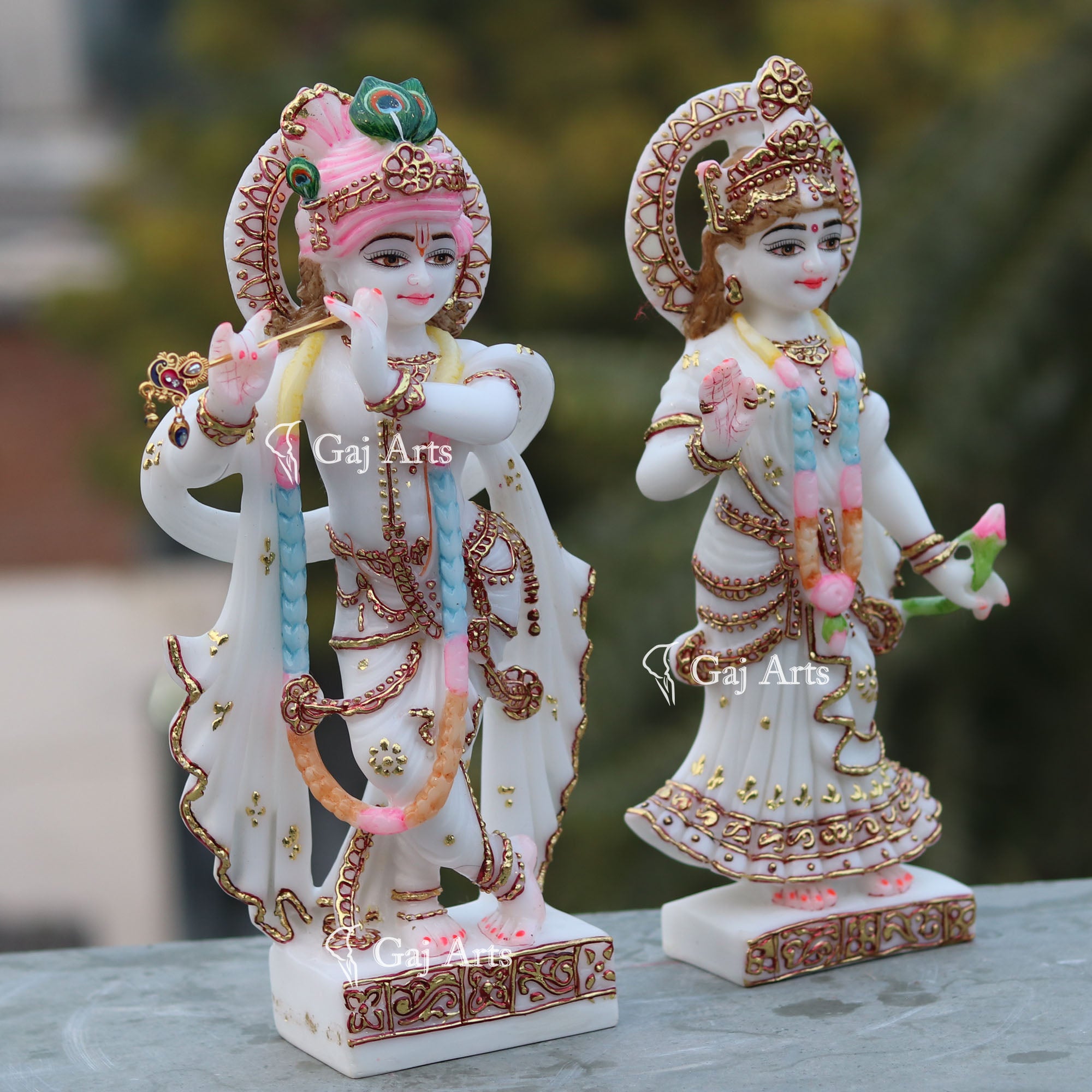 White Marble Radha Krishna Jodi | 12 Inch