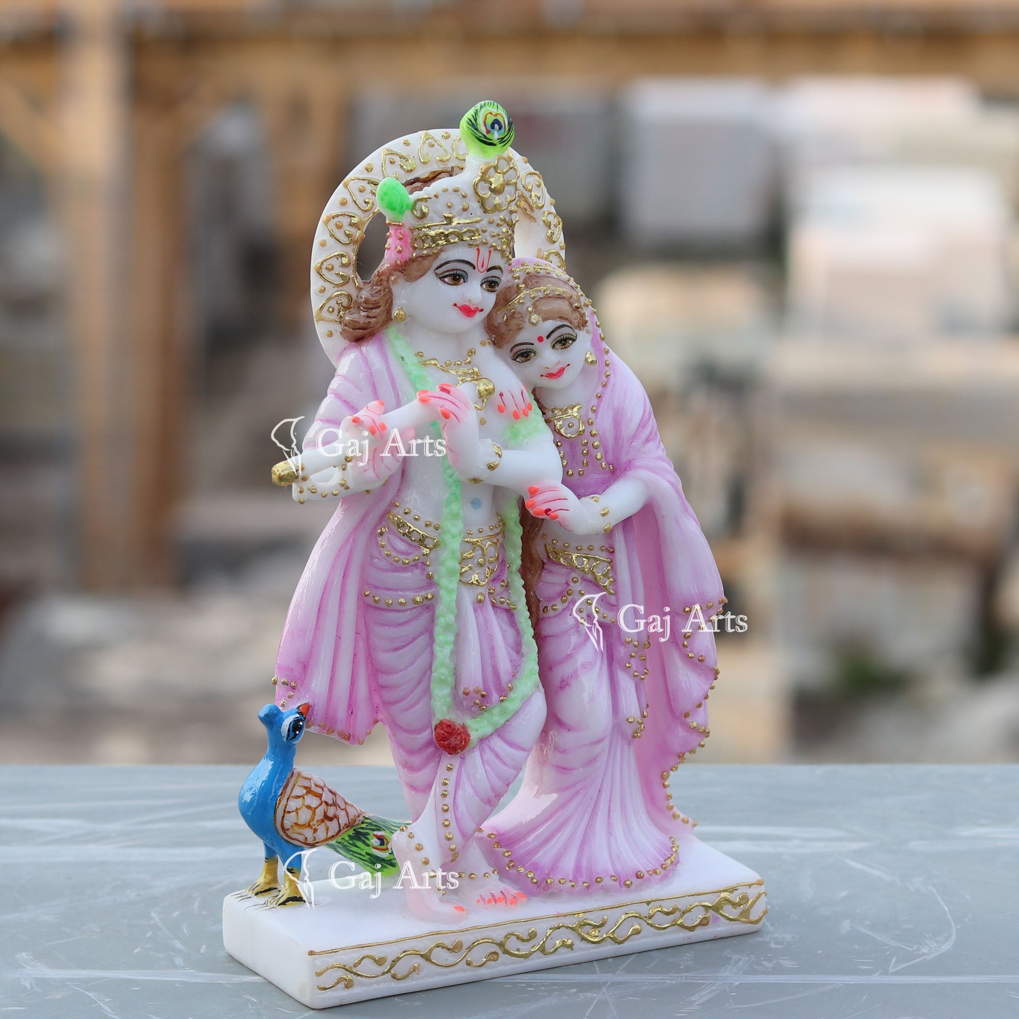 White Marble Ethiopia Radha Krishna Jodi | 9 Inch