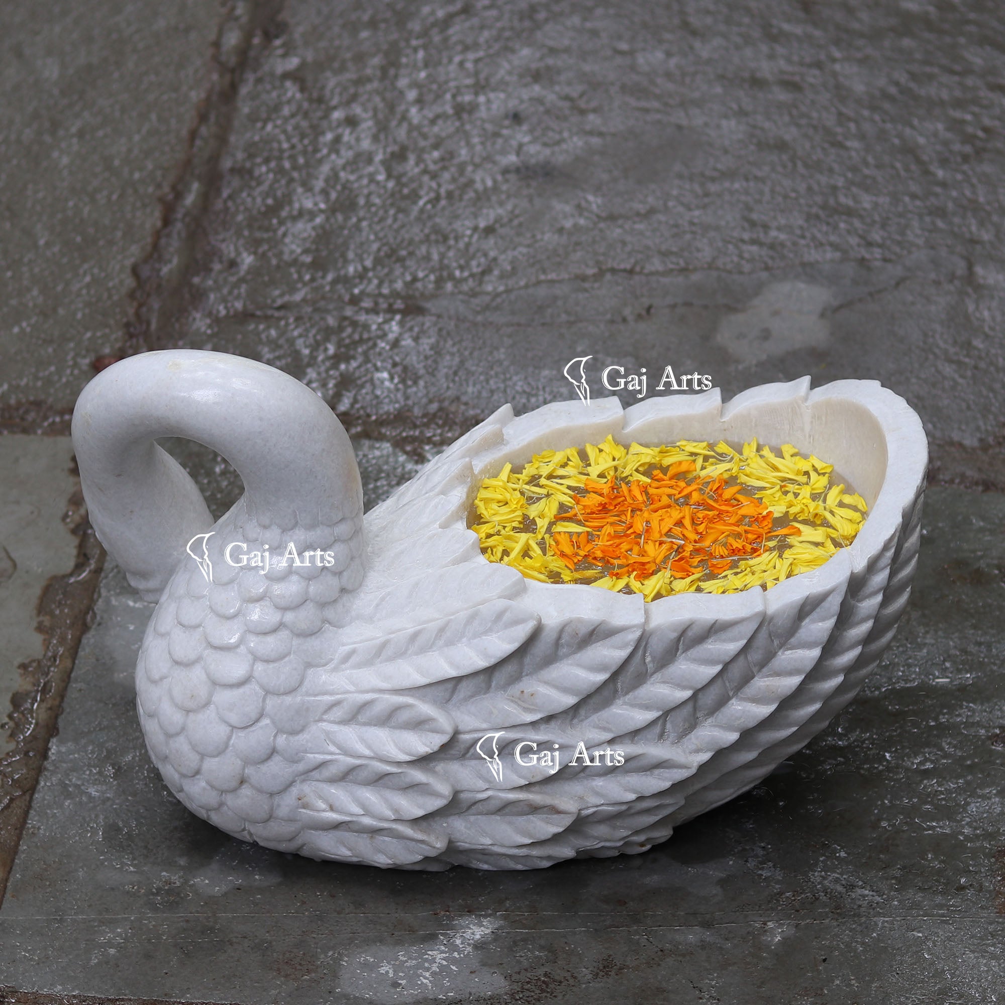 White Marble Decorative Planter | 18 Inch