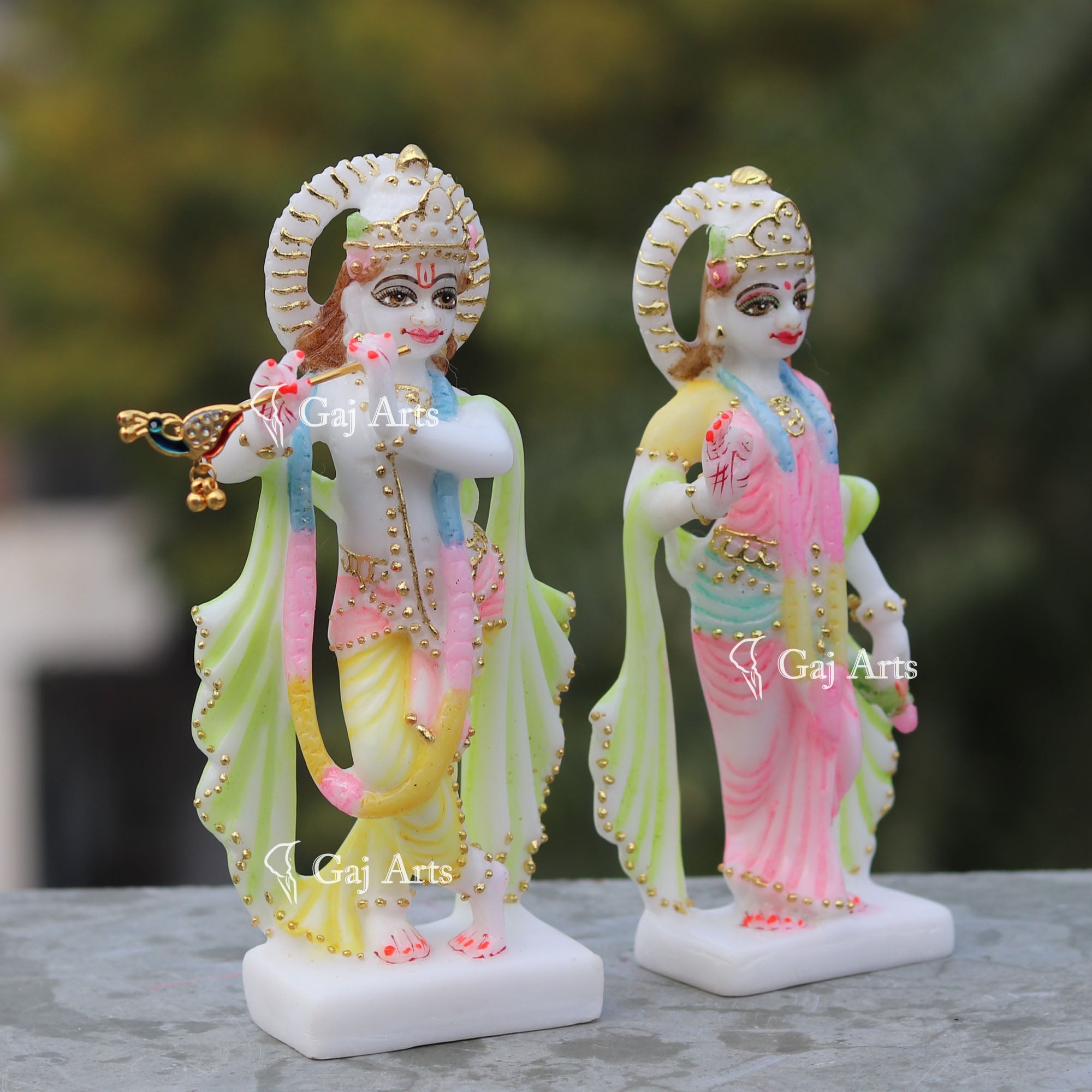 Elegant Marble Radha Krishna Idol | 7 Inch