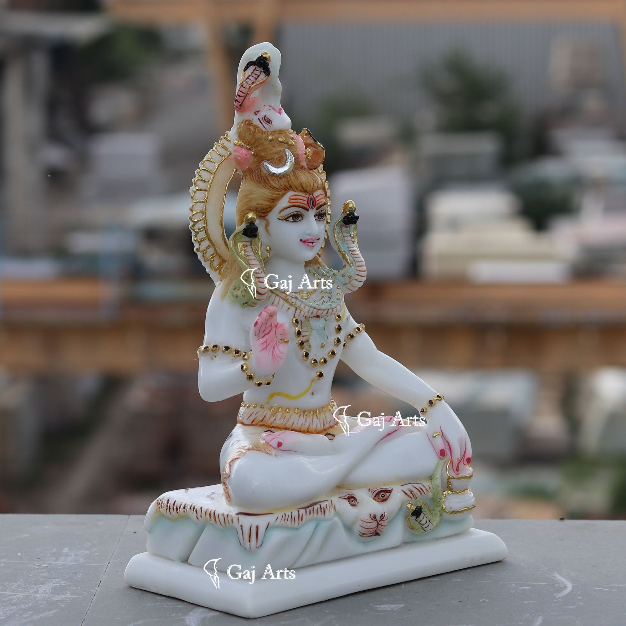 White Ethiopia  Marble Lord Shiva Statue | 10 Inch