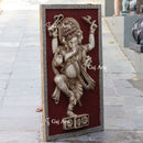 White Antique Finish Marble Dancing Ganpati Wall Panel | 60 Inch