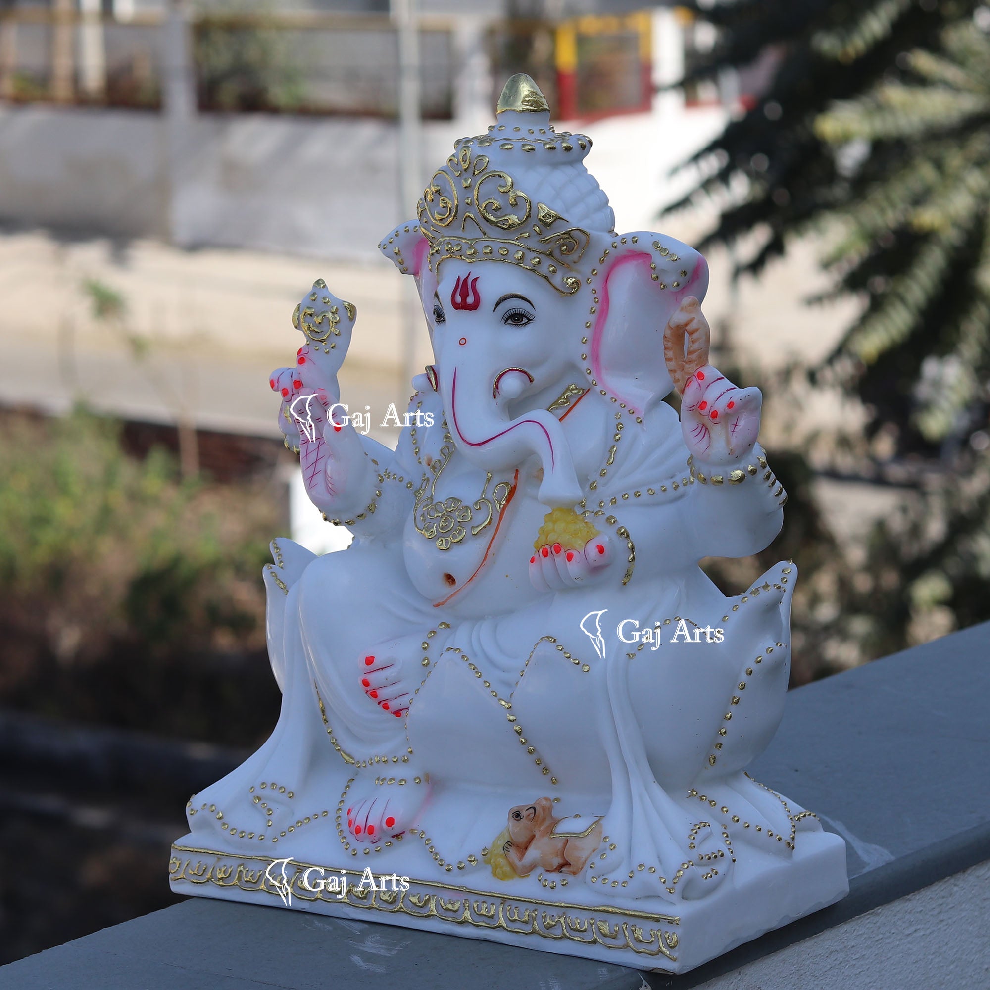 White Marble Ethiopia Ganesh Idol | 15 Inch