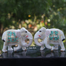 White Ethiopia Marble Elephant Statue | 9 Inch