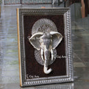 White Antique Finish  Elephant Face Wall Panel Silver Art | 48 Inch
