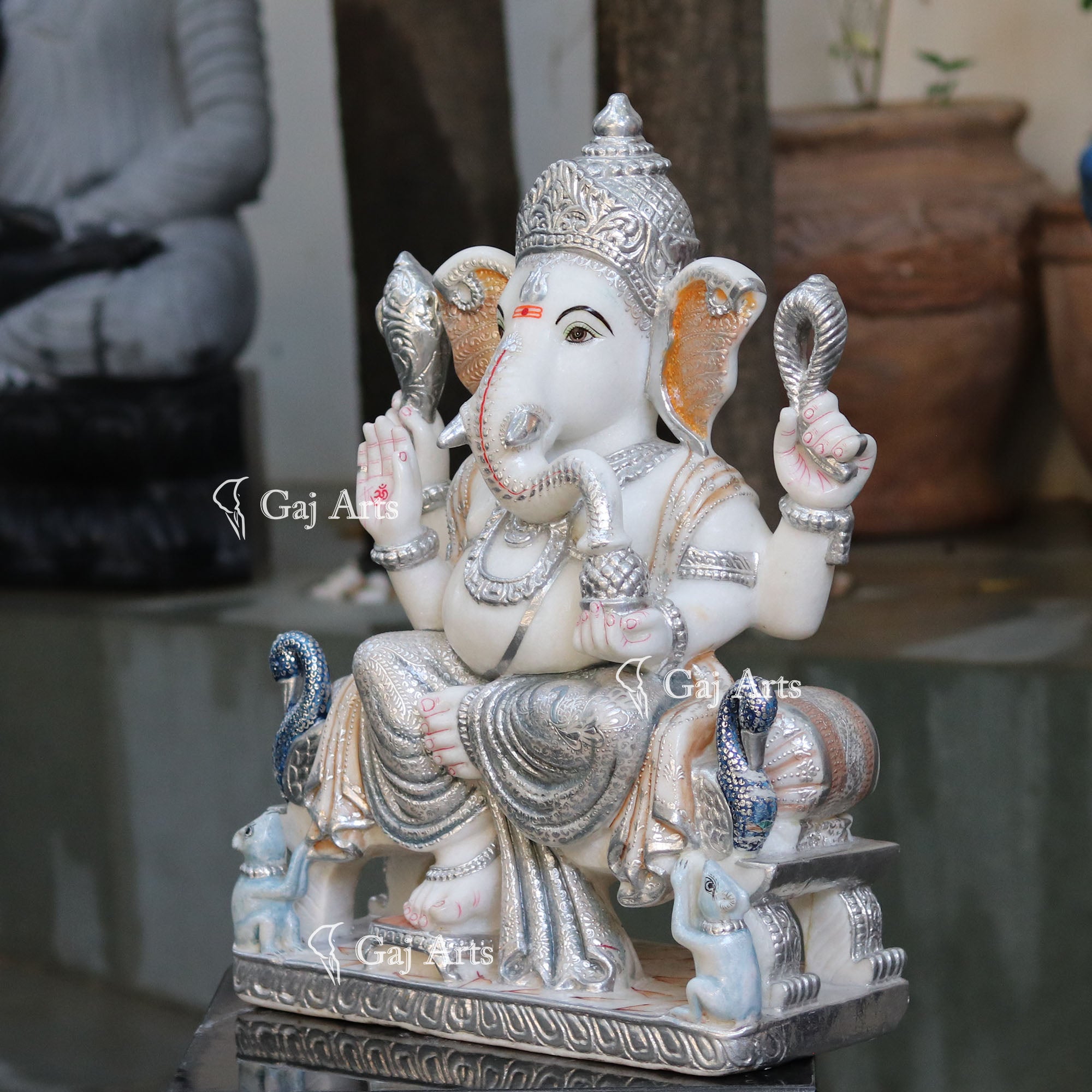 Super White Makrana Marble Ganesh Idol | 24 Inch