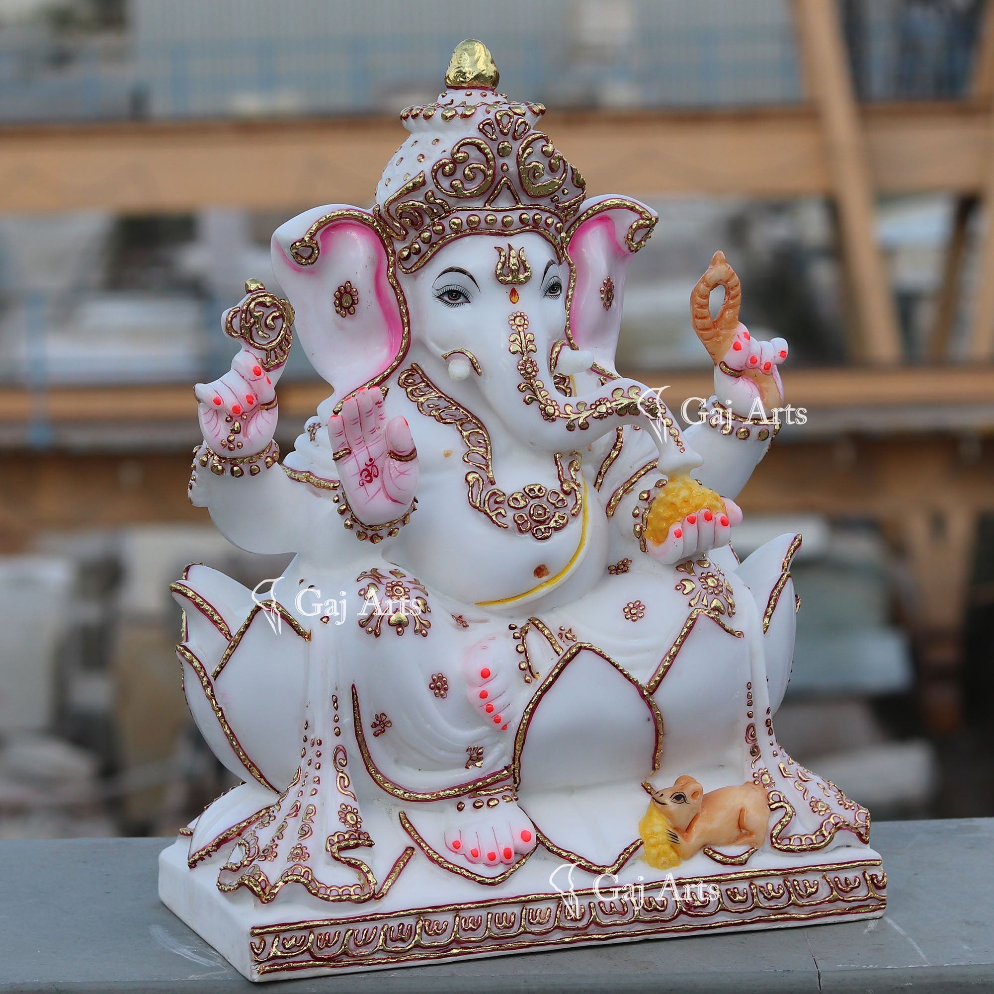 White Marble Ethiopia Ganesh Idol | 15 Inch