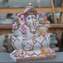 White Marble Ethiopia Ganesh Idol | 15 Inch