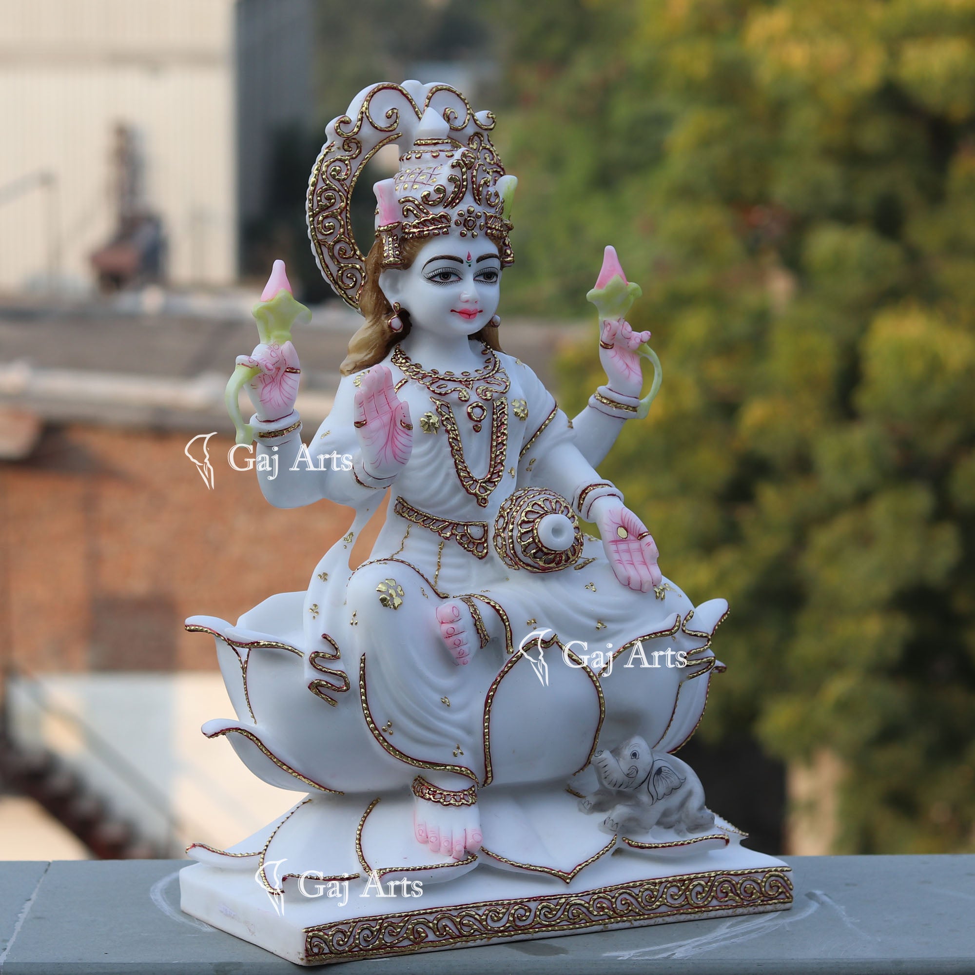White Marble Laxmi Mata Statue | 18 Inch