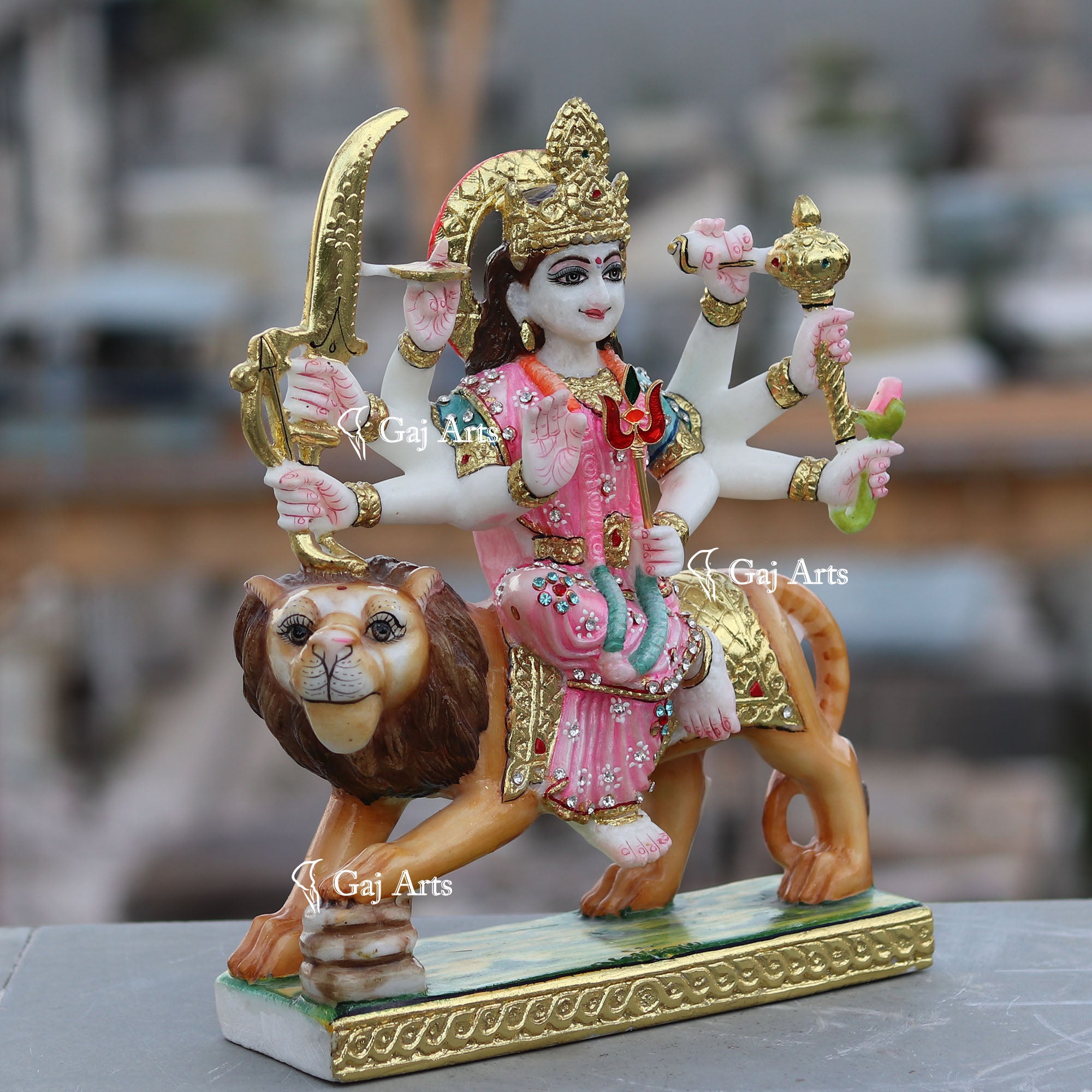 White Marble Durga Maa Statue | 12 Inch