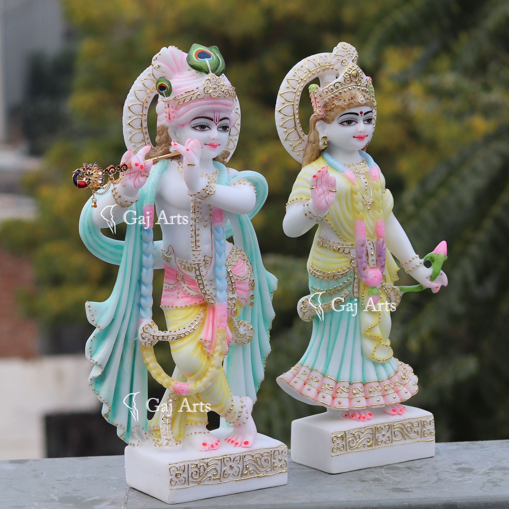 White Marble Ethiopia Radha Krishna Murti | 18 Inch