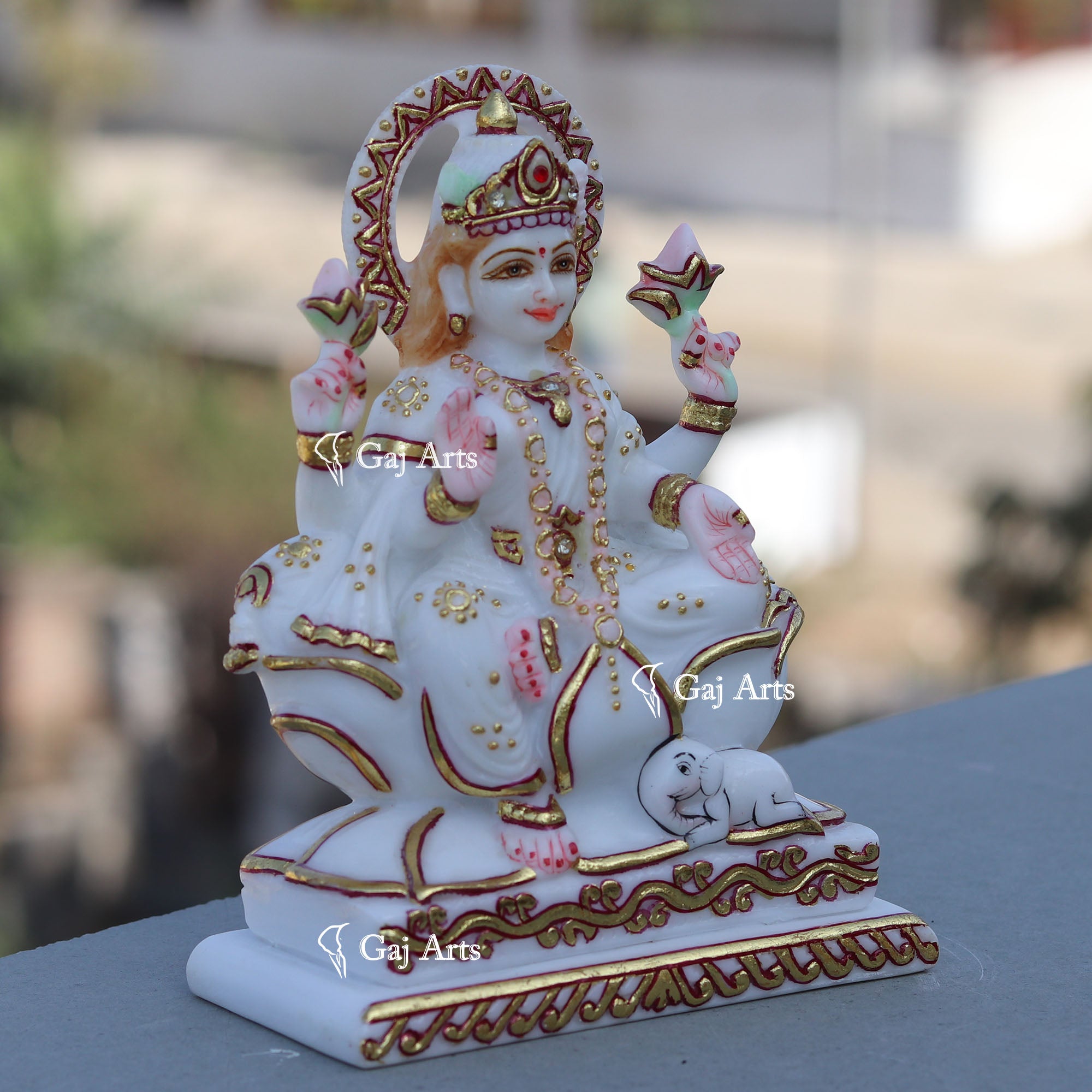 White Marble Lakshmi Mata Statue | 7 Inch