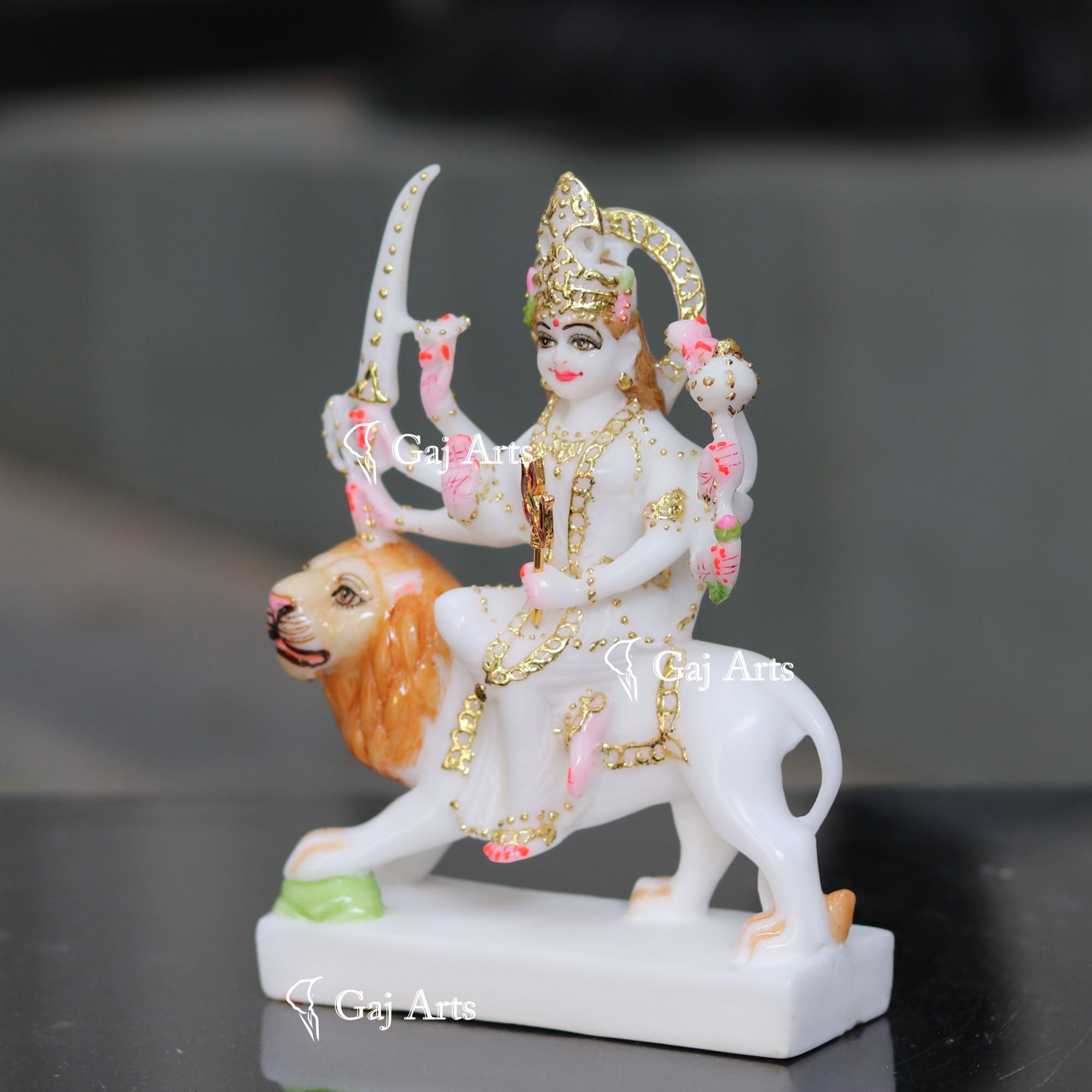 White Marble Durga Maa Idol | 7 Inch