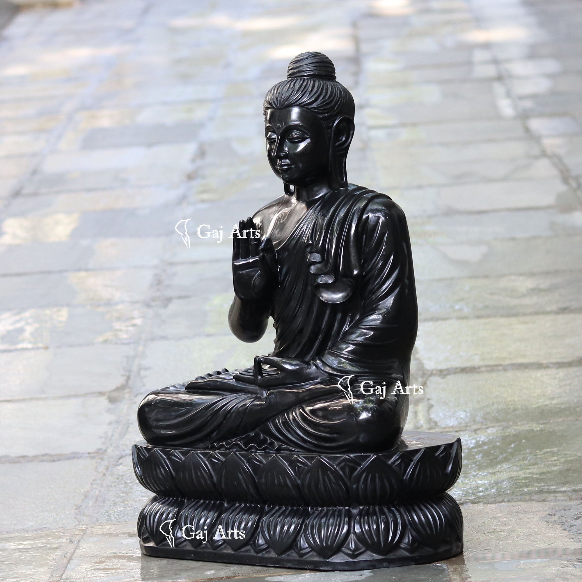 Black Marble Buddha Statue | 30 Inch